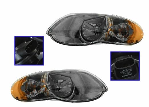 2-Piece Headlight Set Compatible with 2005-2007 Chrysler Town & Country Long Wheelbase - Replacement Headlights for Improved Night Driving & Safety