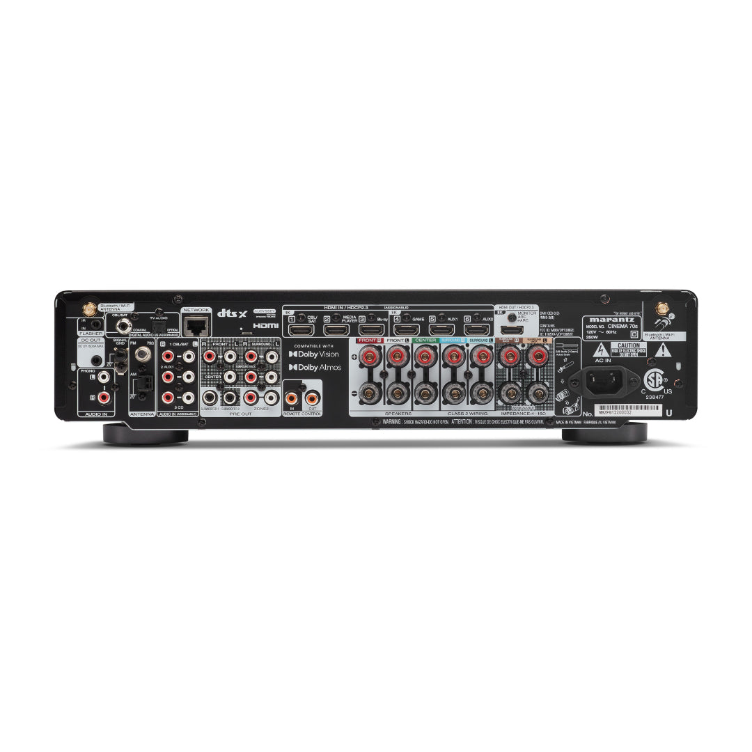 Marantz Cinema 70s Slim 7.2 Channel 8K AV Receiver - Home Theater System for Movies, Music & Gaming