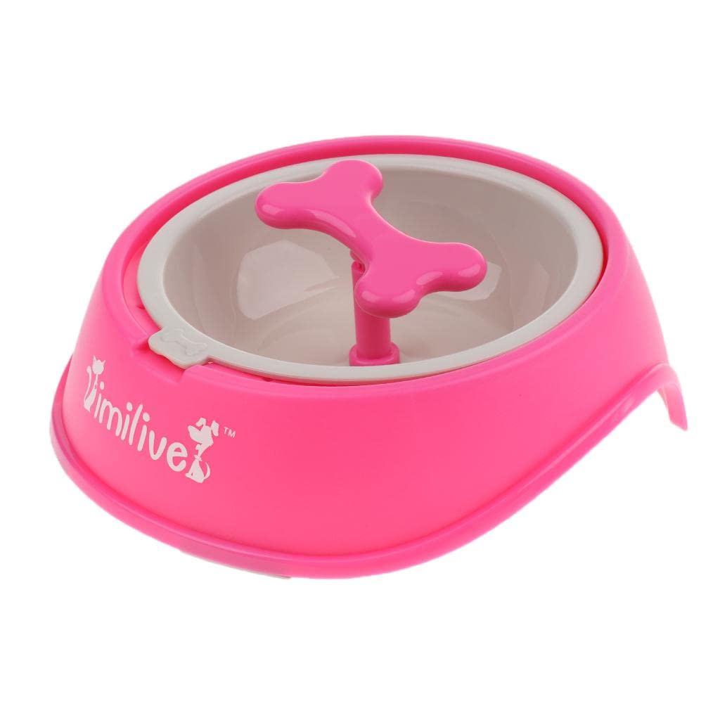 UJEAVETTE Rotating Slow Feeder Dog Bowl - Anti-Choking Pet Food Dish for Puppies & Cats - Rose Red - Perfect for Fast Eaters & Mealtime Enrichment