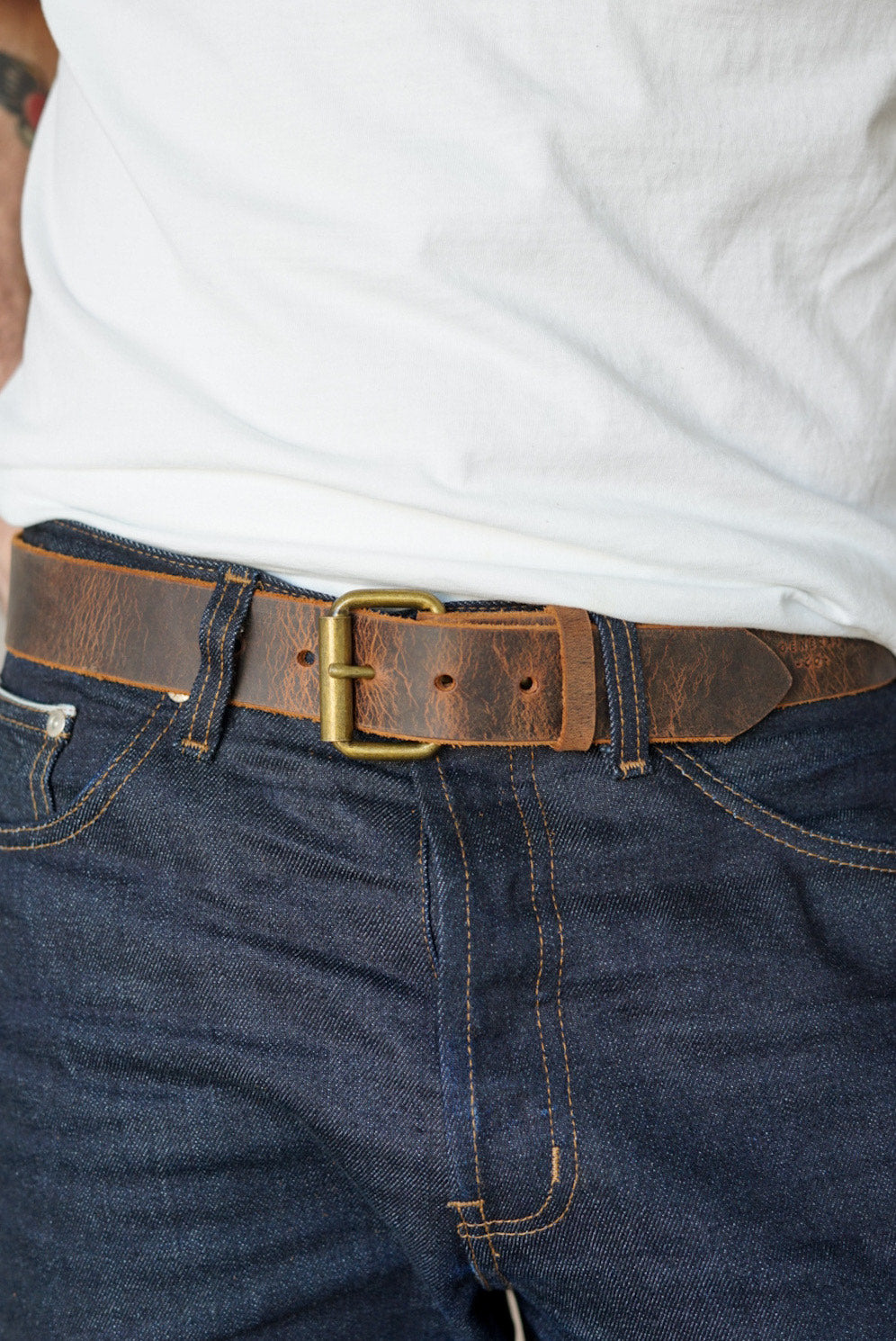 Water Buffalo Leather Belt for Men - 1.5