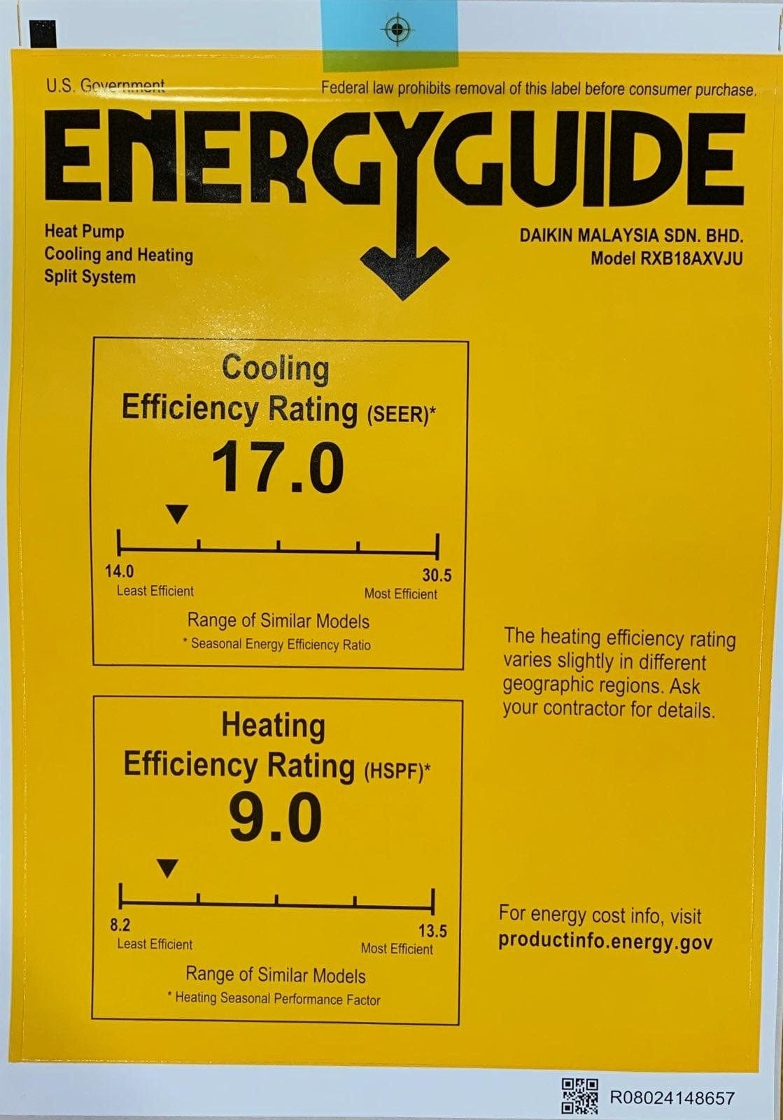 Daikin 18,000 BTU 17 SEER Wall Mounted Ductless Mini Split Inverter AC Heat Pump System (230V) - Perfect for Home, Office & Small Business Cooling & Heating