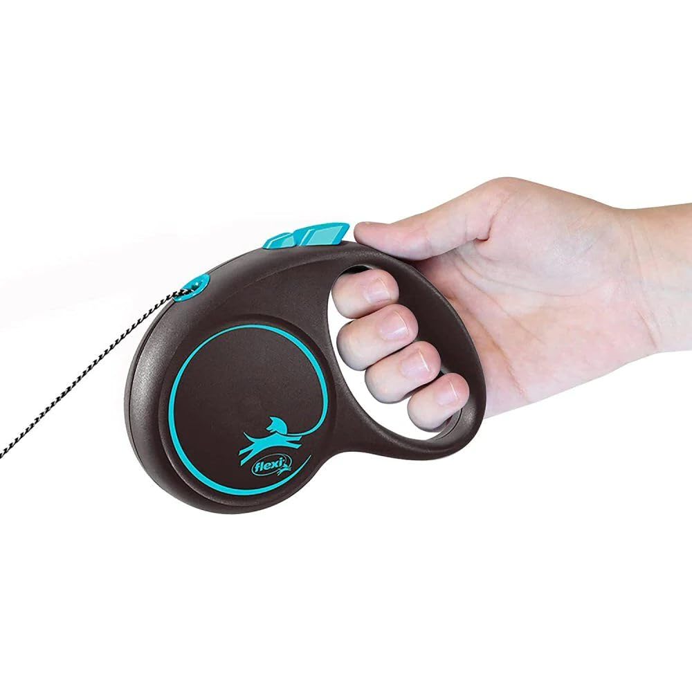 Retractable Dog Leash for Small Dogs up to 33lbs - 5M Flexible Blue Black Tape Design - Perfect for Walking, Training & Outdoor Adventures with Your Pet