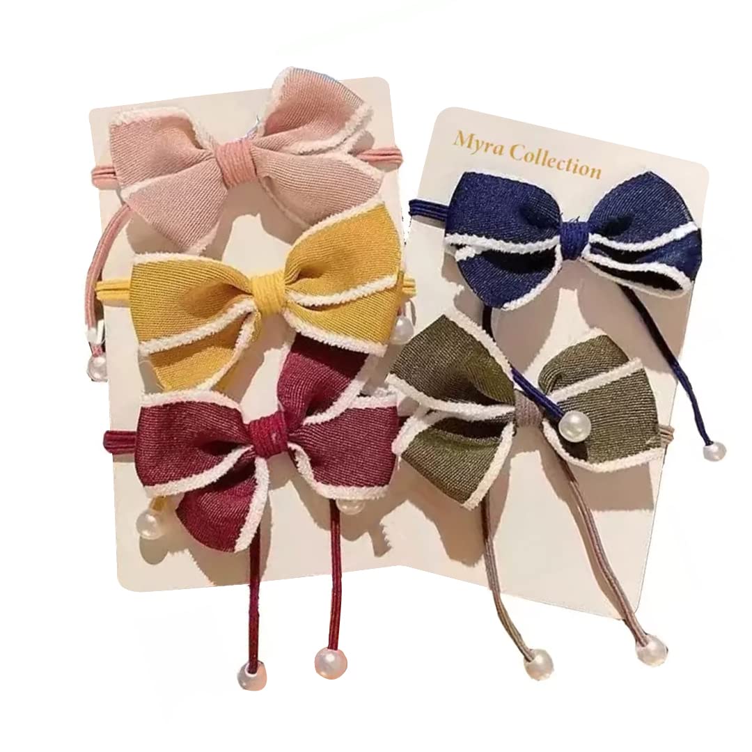 Myra Collection Bow Knotted Hair Scrunchie - Handmade Ponytail Holder & Elastic Hair Tie for Women - Perfect for Workouts, Office, and Everyday Use