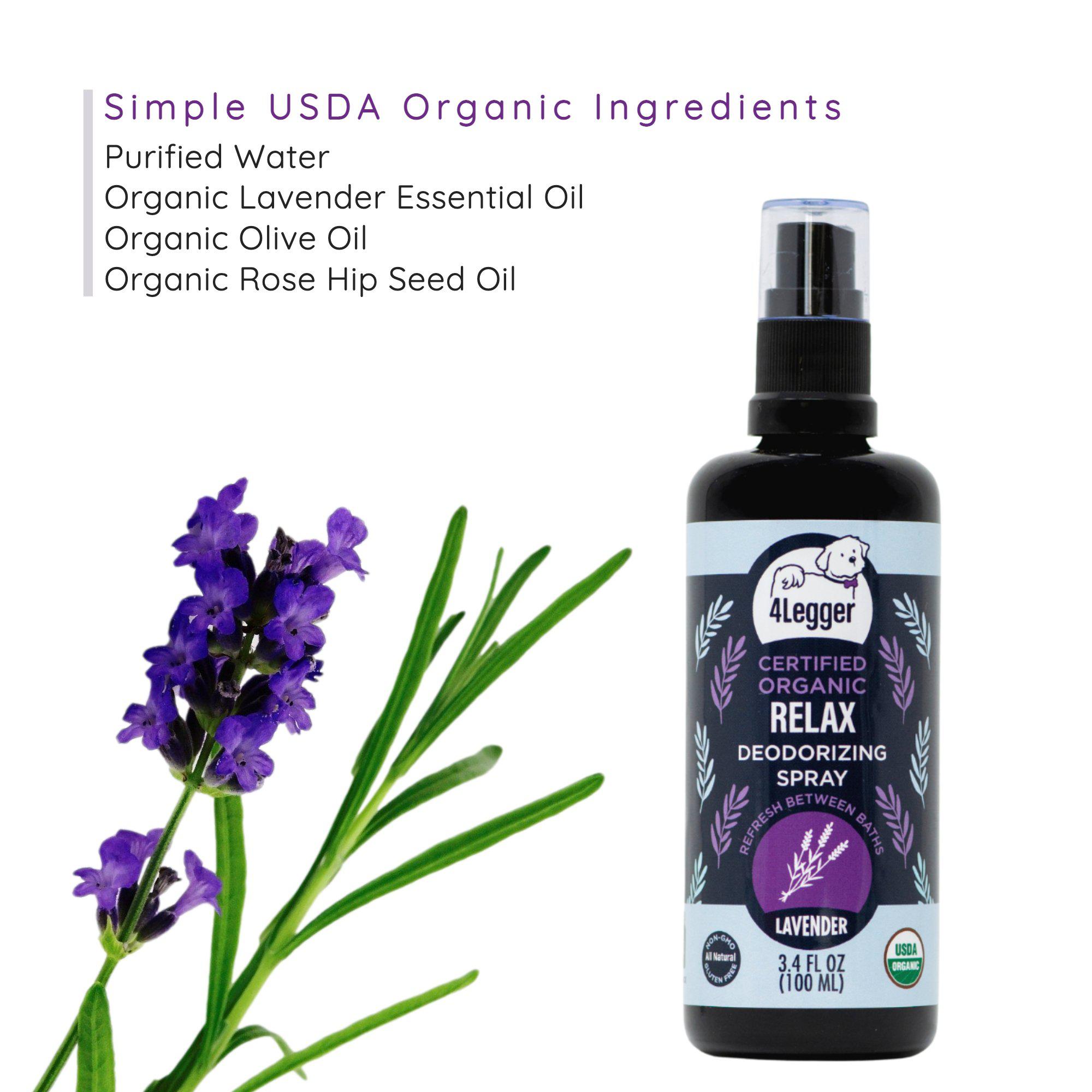 USDA Certified Organic Lavender Deodorizing Spray - Natural Relaxing & Odor Eliminator for Home, Car, Gym & Travel