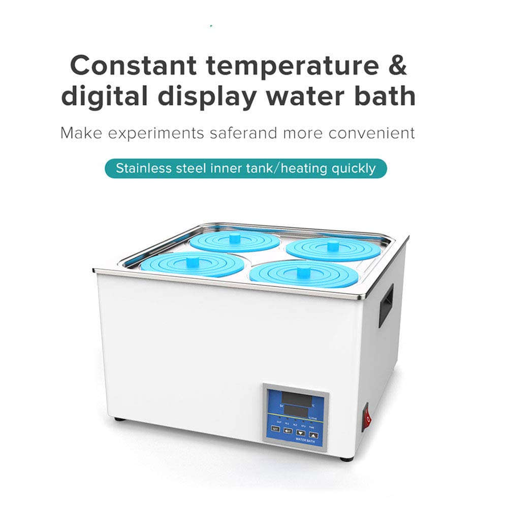 Digital Thermostatic Lab Water Bath with Stainless Steel Tank - 10-100°C Range, 0.1°C Precision (1 Hole) - Ideal for Laboratory Experiments, Medical Sample Preparation & Scientific Research