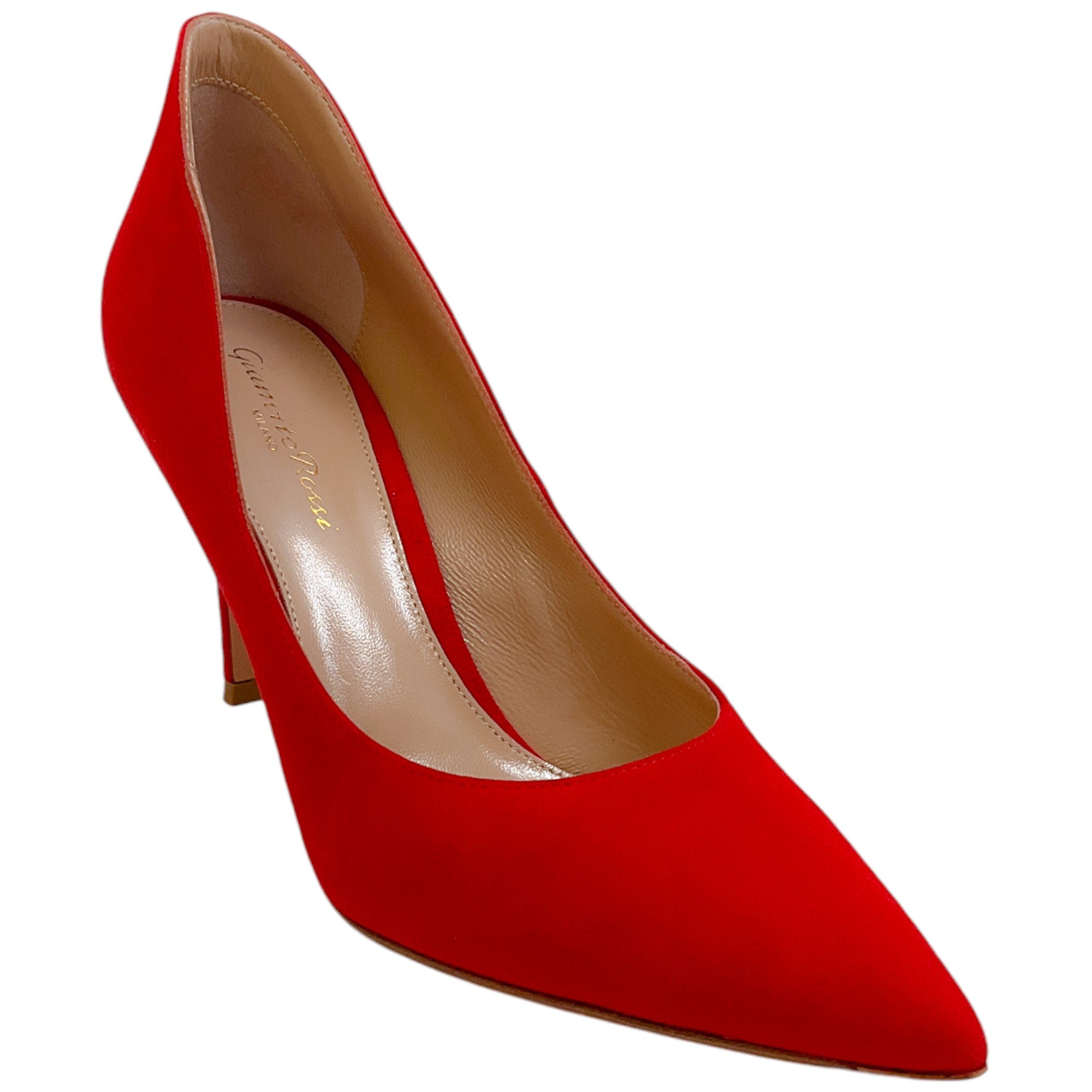 Gianvito Rossi Tabasco Red Suede Ellipsis 85mm Pumps - Women's Luxury High Heels for Parties, Weddings & Evening Events
