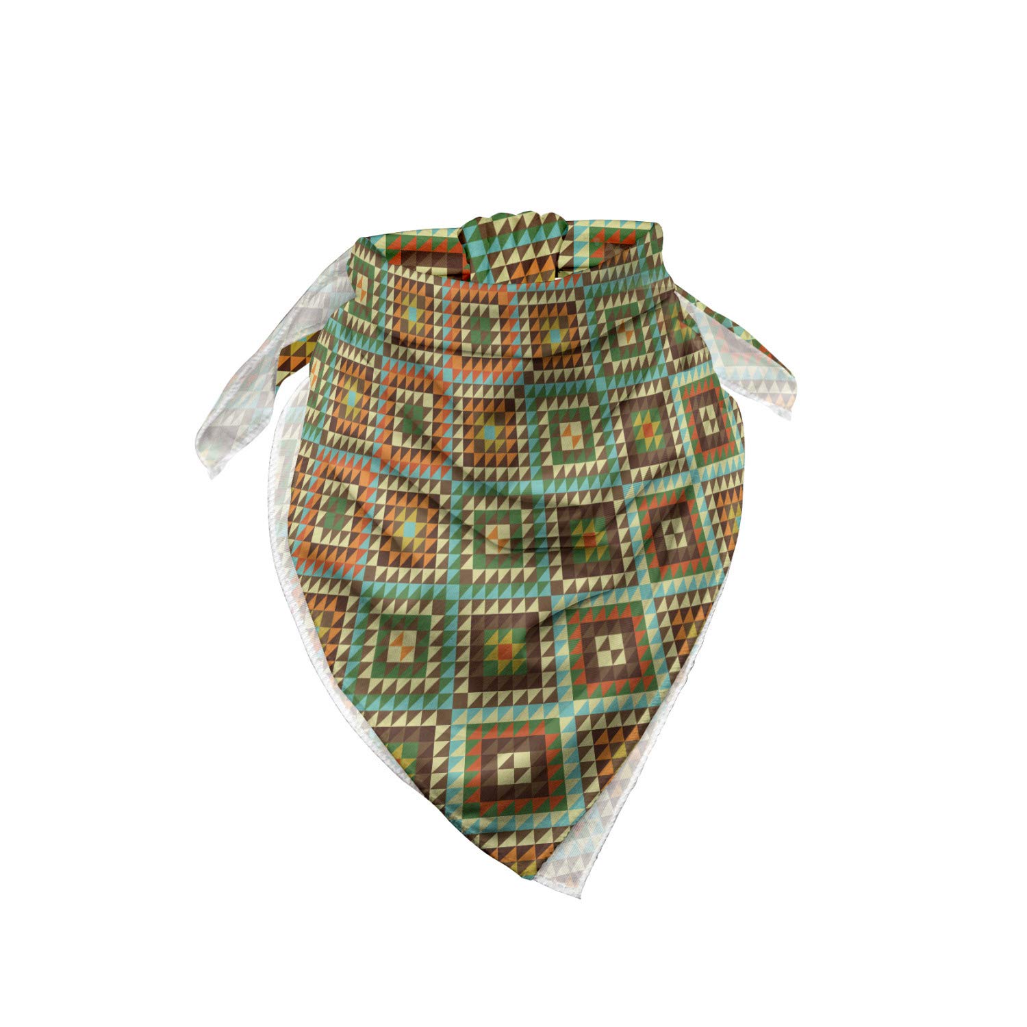 Ambesonne Earth Tones Bandana - Retro Folk Print Unisex Head Scarf & Neck Tie for Outdoor Activities, Music Festivals & Fashion Accessories