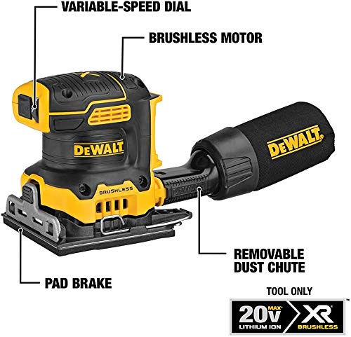 DEWALT 20V MAX XR Cordless Palm Sander with Variable Speed, 1/4-Inch Sheet, 3-Ah Battery & Charger Kit (DCW200B & DCB23C) - Perfect for Woodworking, Sanding Furniture, DIY Projects & Home Renovations
