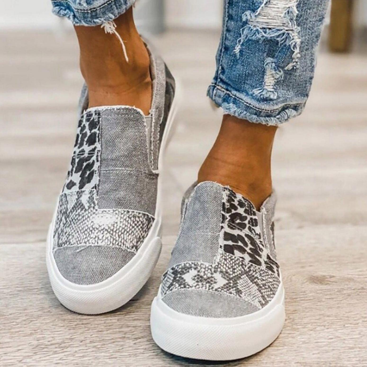 Comfortable Slip-On Women's Sneakers for Walking - Wide Width Canvas Platform Shoes, Fashionable Spring 2022 Casual Trainers | Perfect for Daily Wear, Workouts & Outdoor Activities