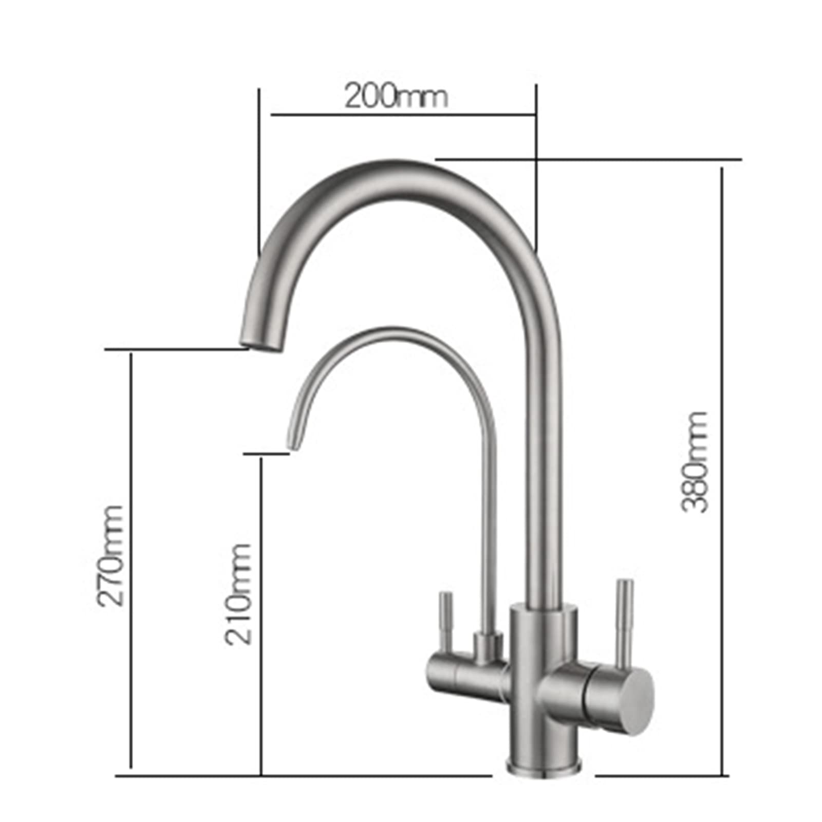 3-Way Stainless Steel Brushed Kitchen Faucet with Swivel Spout - Water Filter Faucet for Sink, Perfect for Modern Kitchens & Water Purification Systems