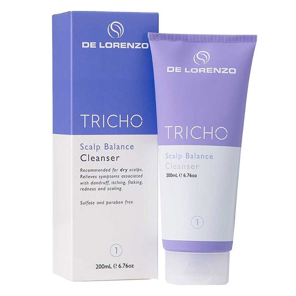 De Lorenzo Tricho Scalp Balance Cleanser 200ml - Professional Scalp Care Shampoo for Dry & Itchy Scalp - Perfect for Salon & Home Use