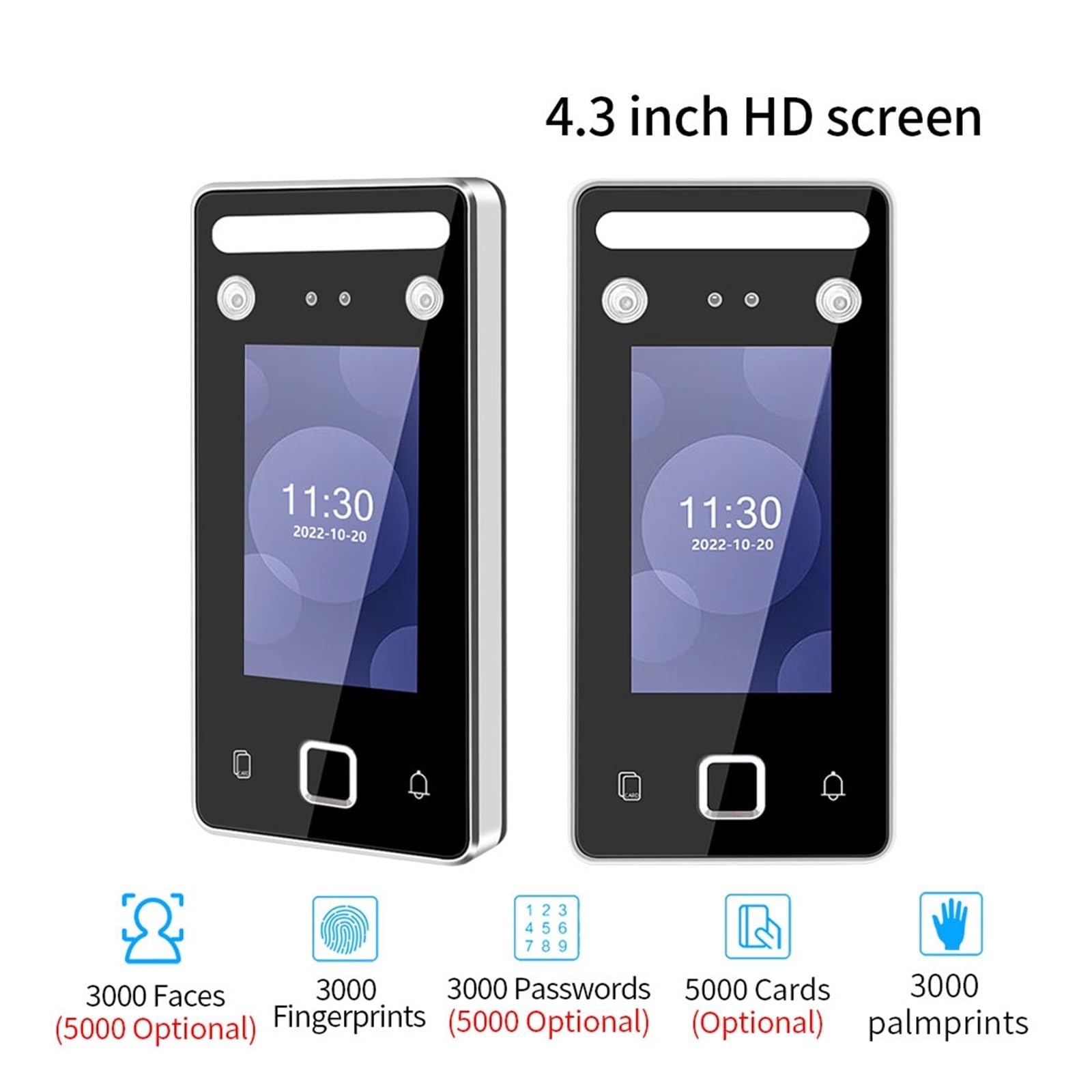 Biometric Access Control System - Metal IP Face Recognition & Fingerprint Keypad for Secure Gate Entry | TCP/IP & Card Reader | Ideal for Office, Warehouse & Time Attendance Management