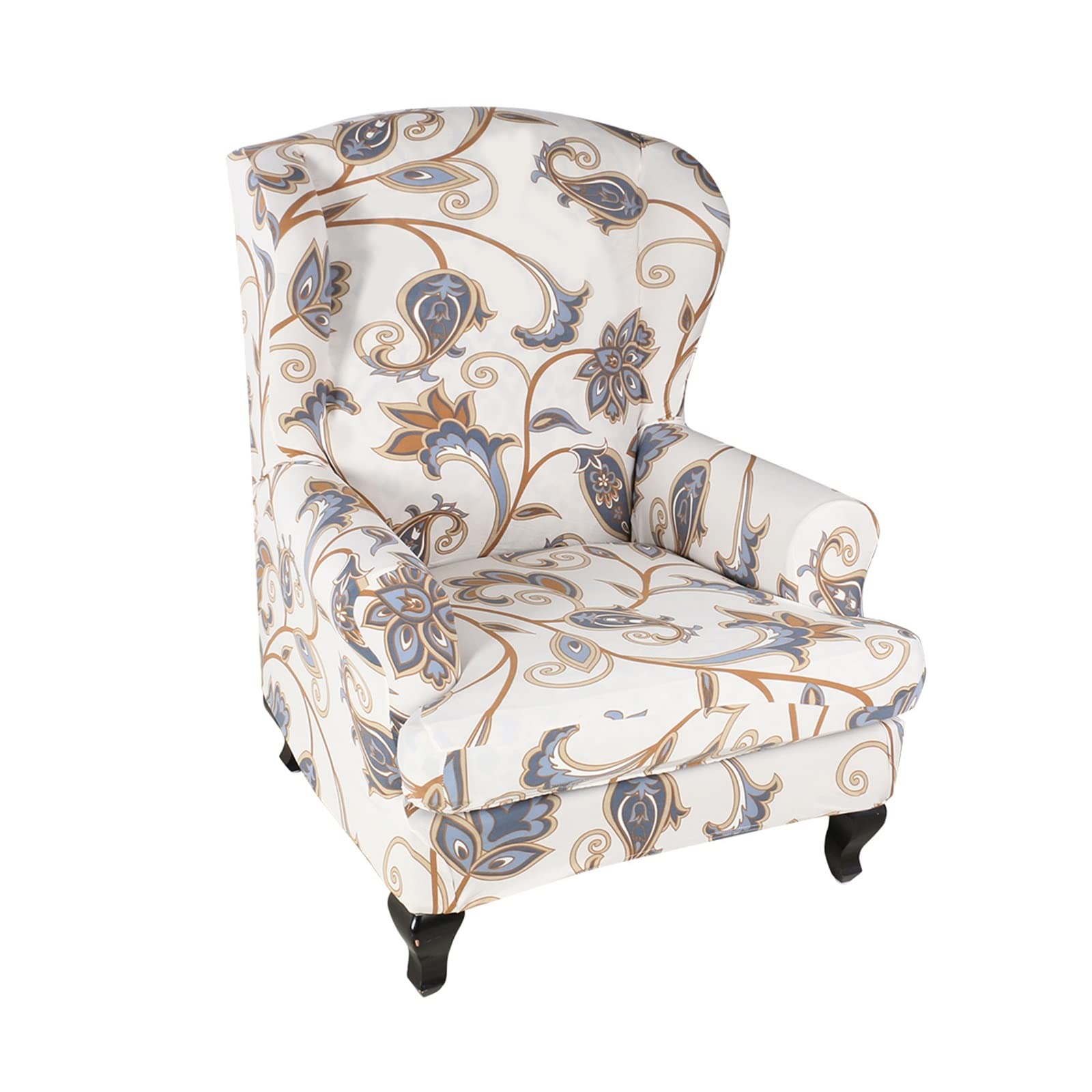 HAOYONG Printed Wing Chair Slipcovers - 2 Piece Stretch Washable Wingback Armchair Covers for Living Room & Bedroom | Perfect for Home Decor, Reading Nook & Cozy Relaxation