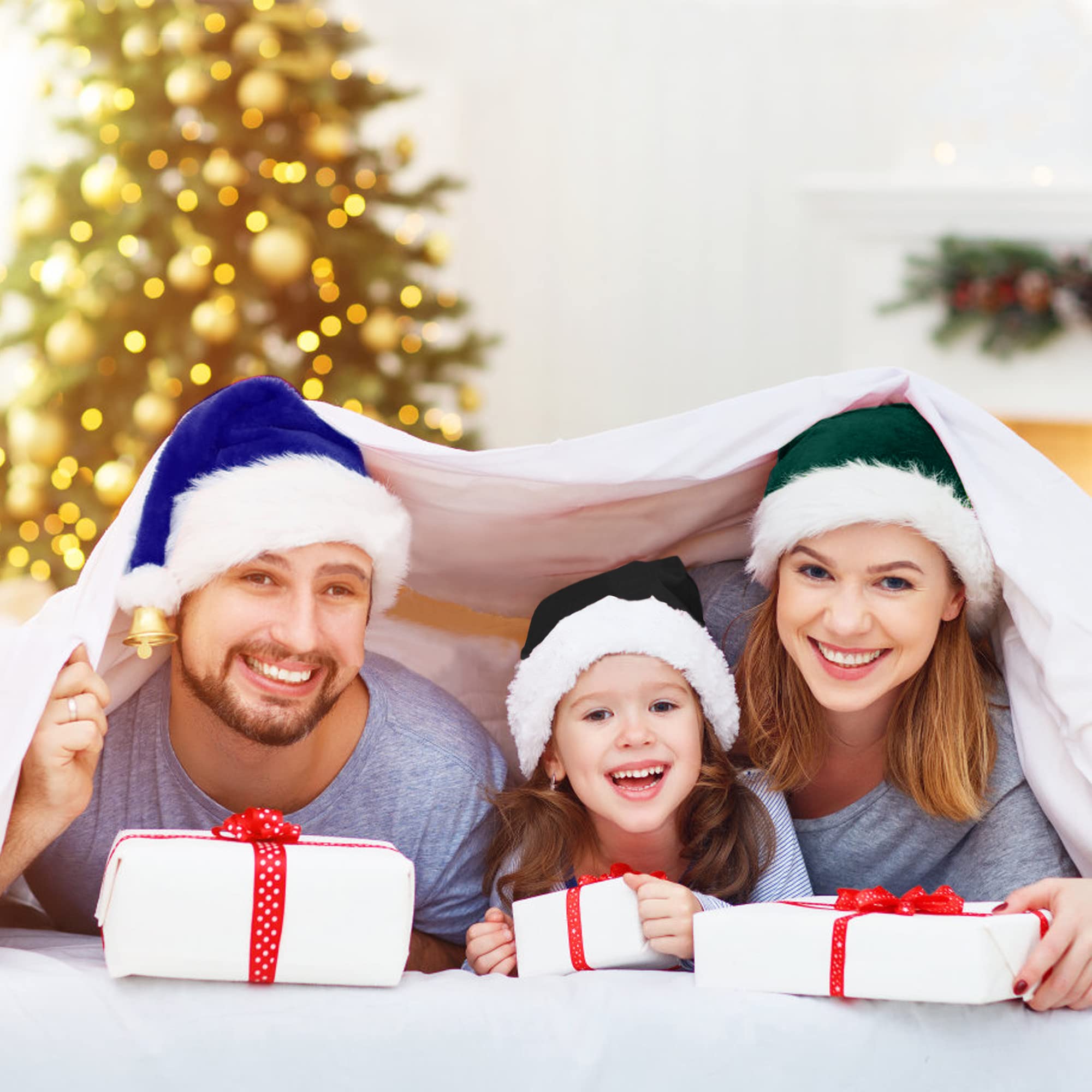 Festive Santa Hats for Adults - Soft Velvet Unisex Christmas Hats for Holiday Parties, New Year Celebrations & Christmas Decorations - Perfect for Xmas Photos, Office Parties & Family Gatherings