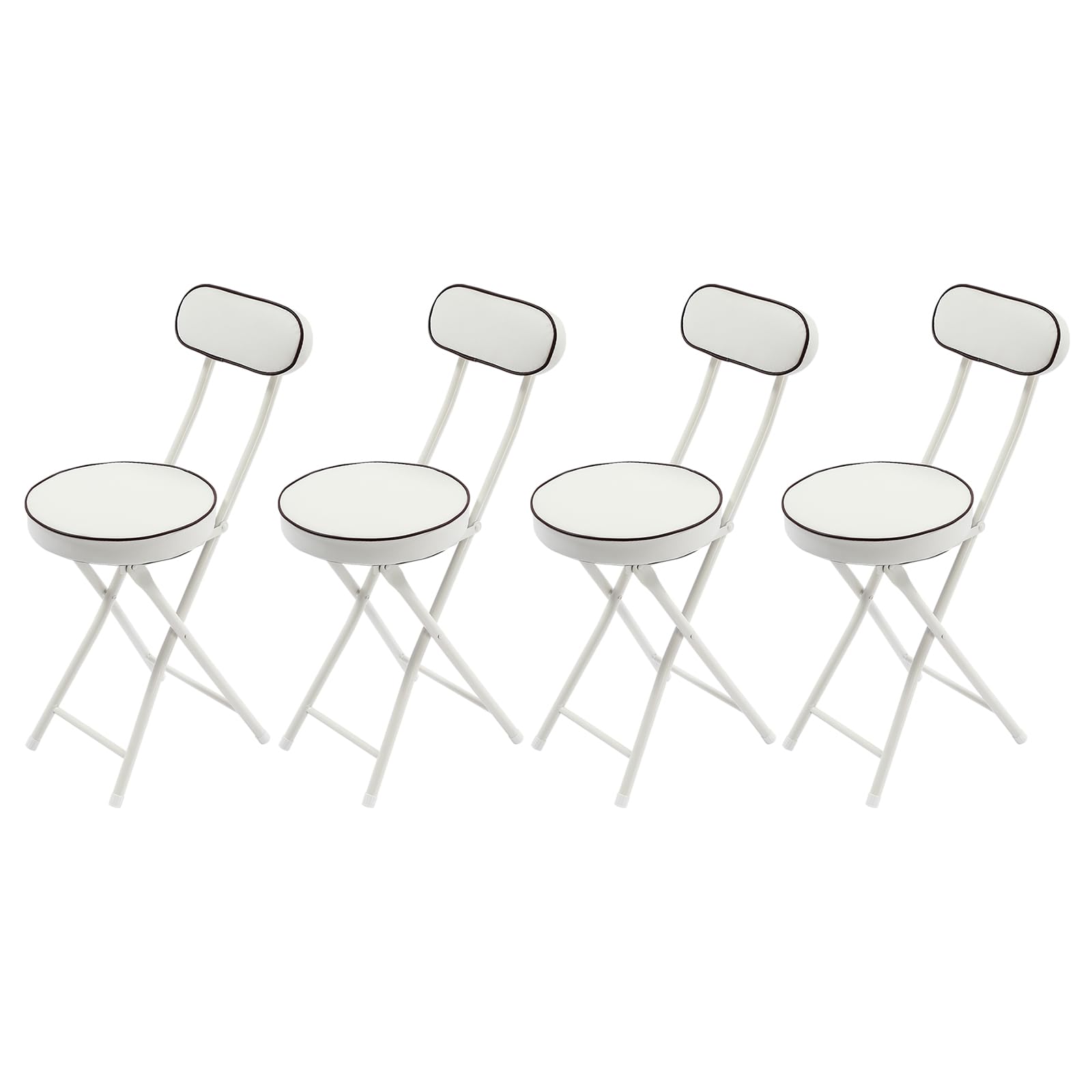LOYALHEARTDY 4-Pack Folding Stool with Cushioned Seat & Back Support - 18.9 Inch Portable Bar Stool for Camping, Kitchen, Home, Office (White) | Perfect for Outdoor Picnics, Small Spaces & Extra Seating