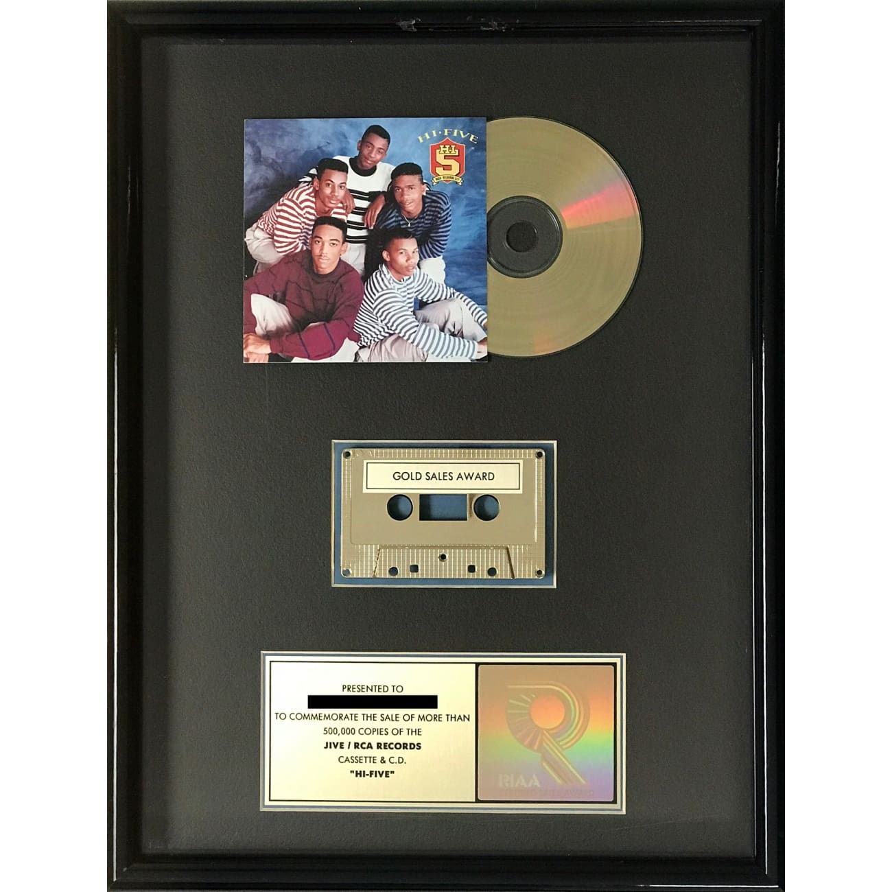 Hi Five Debut RIAA Gold Album Award - Certified Music Achievement for Collectors & Fans | Perfect for Display in Music Studios, Offices & Memorabilia Collections
