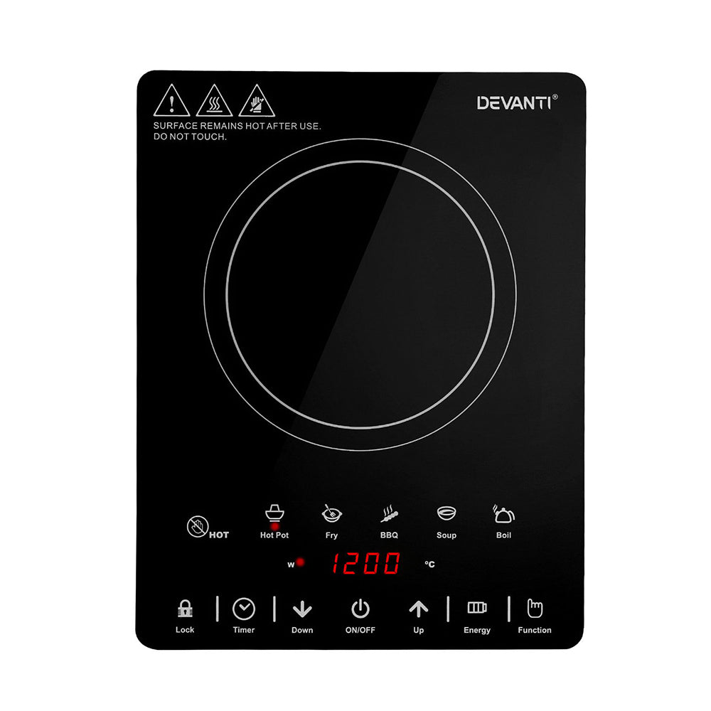 Devanti 30cm Electric Ceramic Cooktop - Fast Heating, Energy Efficient Stove for Modern Kitchens | Perfect for Small Spaces, Apartments & RVs