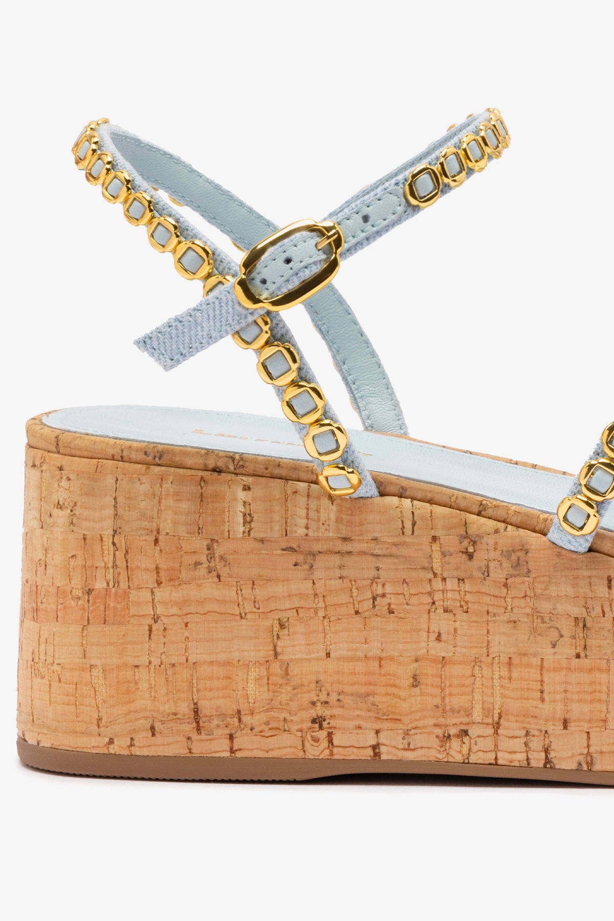 Gio Milanina Women's Flatform Sandals in Maya Denim & Natural Cork - Comfortable Summer Beach Shoes for Casual Outings and Vacations