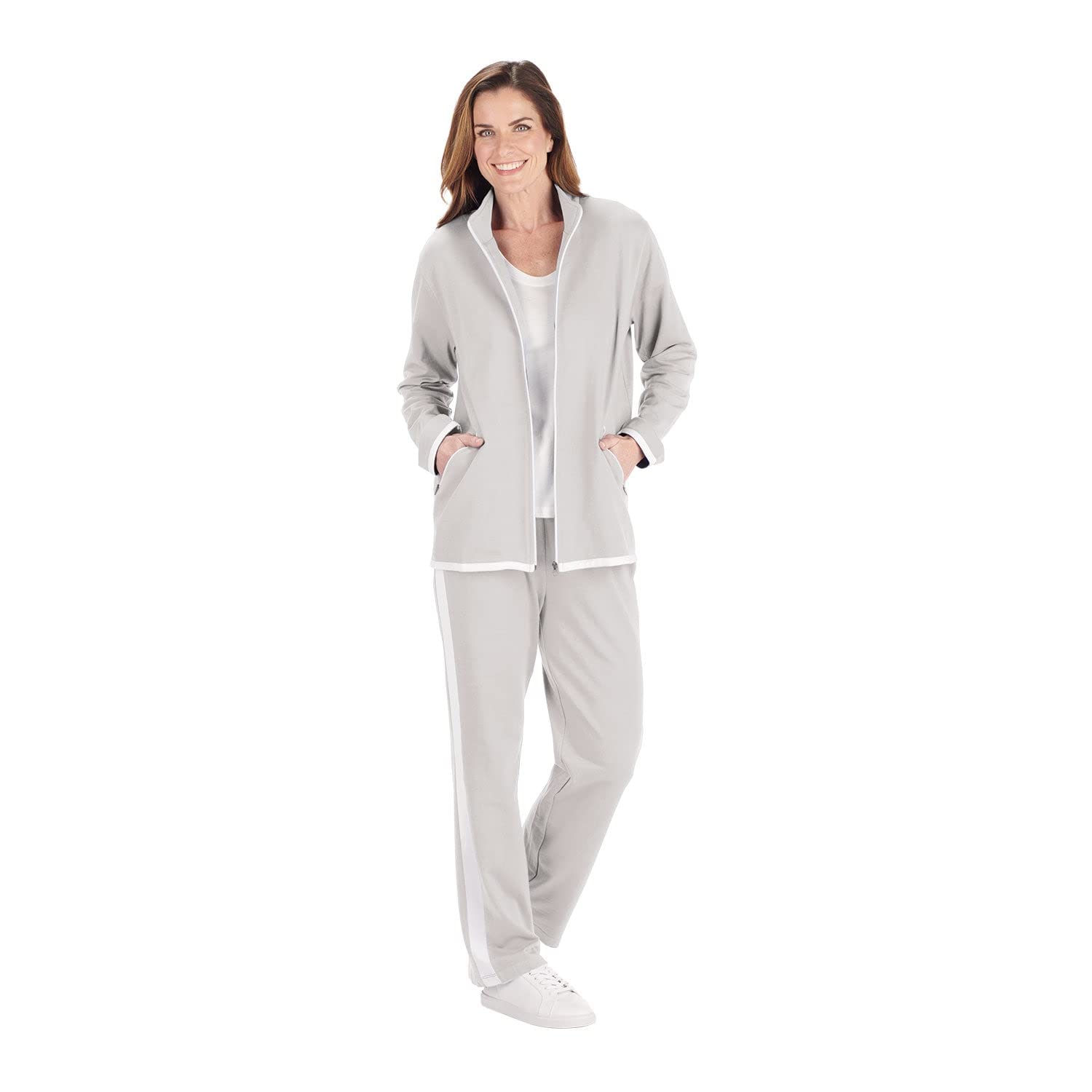 CATALOG CLASSICS Women's 2-Piece Sweatsuit Set - Comfortable Jogger Pants & Matching Top for Casual Wear, Lounge, Yoga & Running