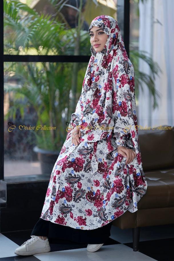 White Niqab Khimar with Pockets - Islamic Face Veil for Women - Perfect for Prayer, Modest Fashion & Everyday Wear