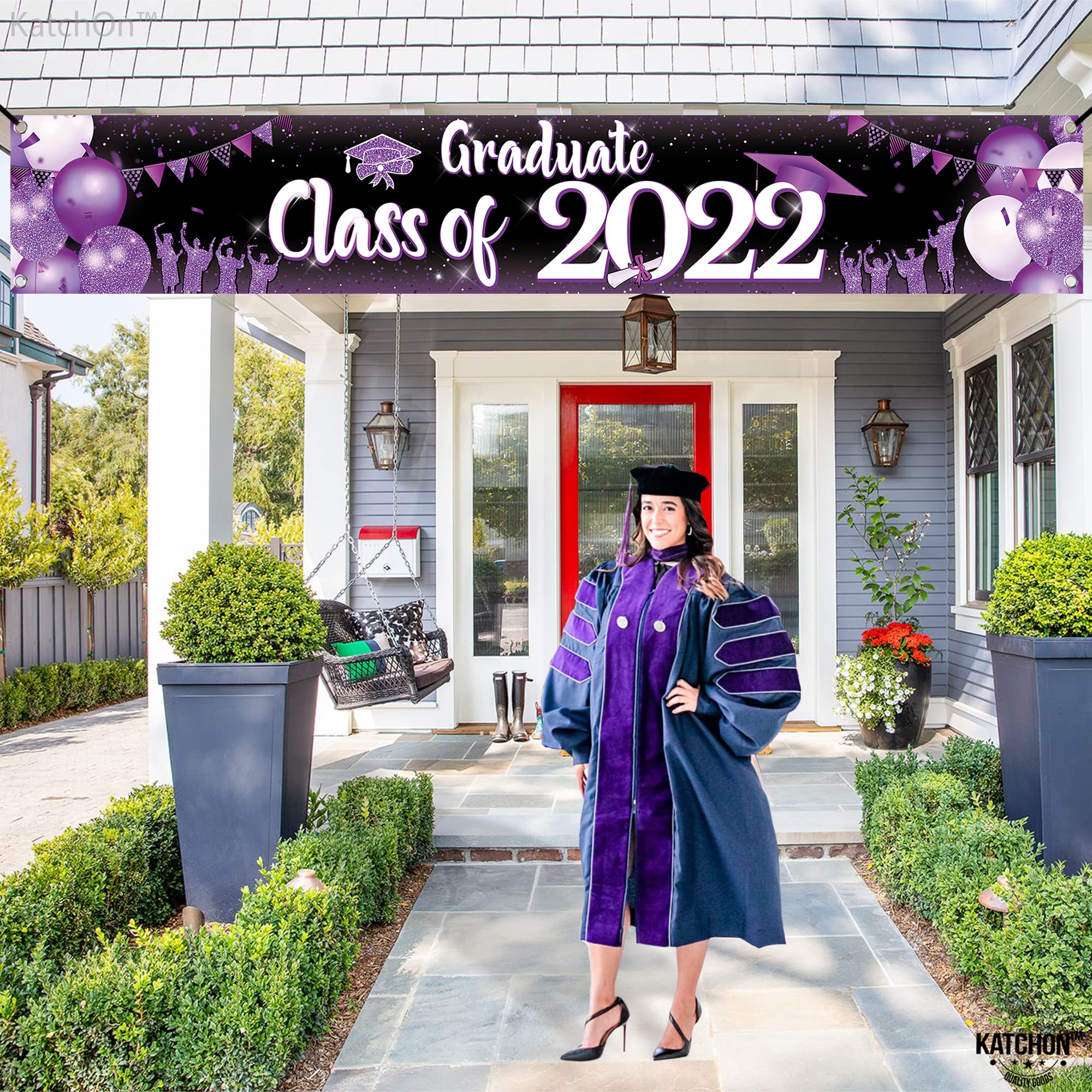 Class of 2022 Graduation Banner - 120x44 Inch Large Purple Yard Sign | Outdoor Graduation Party Decorations for Backyard, Lawn & School Celebrations | Durable Graduation Decor for 2022 Graduates
