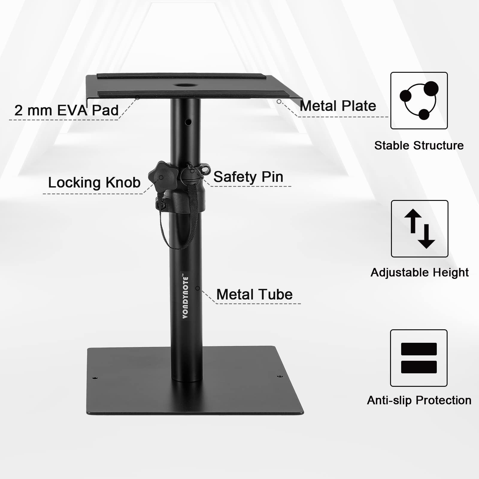 2 Pack Studio Monitor Stands for Bookshelf Speakers - Heavy Duty Desktop Speaker Stands for Home Studio, DJ Setup & Audio Recording