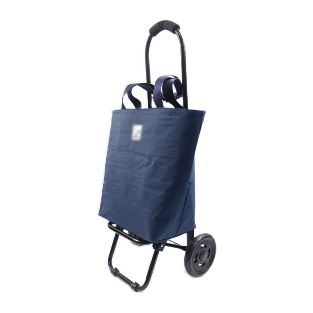 LICHUAN Foldable Shopping Cart with Wheels - Portable Grocery Trolley, Reusable Large Capacity Lightweight Shopping Bag for Supermarket, Market & Home Use (Blue) - Perfect for Grocery Hauling, Picnics & Outdoor Activities