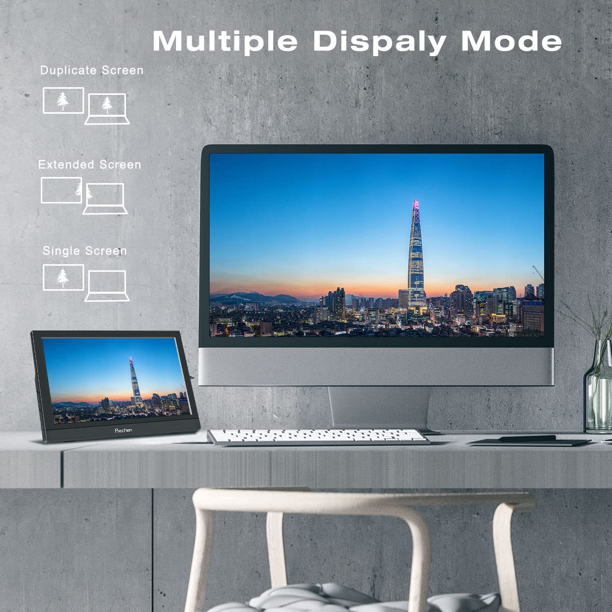 Prechen 11.6 Inch Portable Monitor - 1366x768 HD Screen with HDMI & USB-C - Compatible with PS3/PS4/Raspberry Pi - Dual Built-in Speakers & Adjustable Kickstand - Perfect for Gaming, Work & Travel