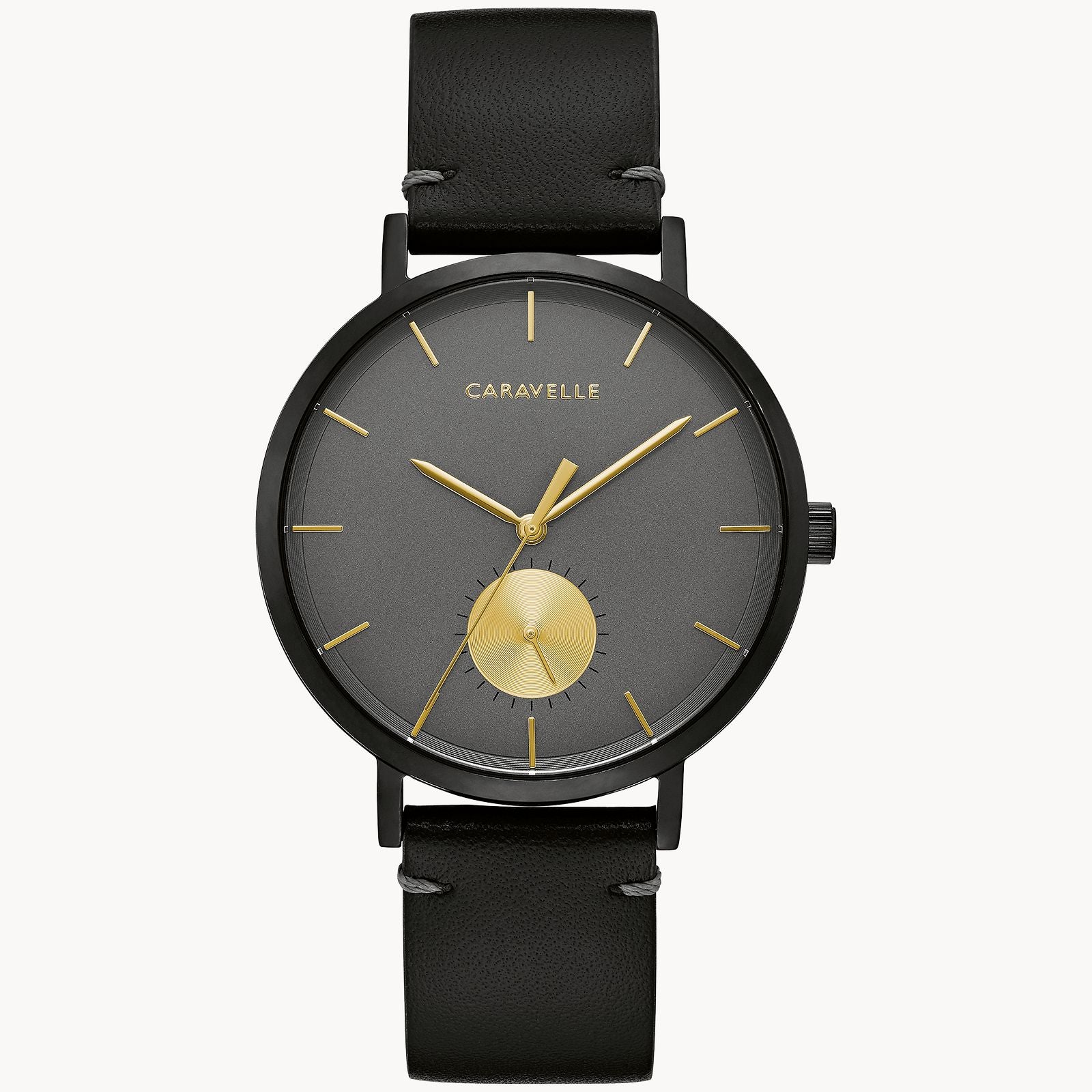 Bulova 44A119 Min Max Caravelle Men's Watch - Black Leather Strap, Water Resistant, Analog Display | Perfect for Business, Casual Wear & Gift Giving