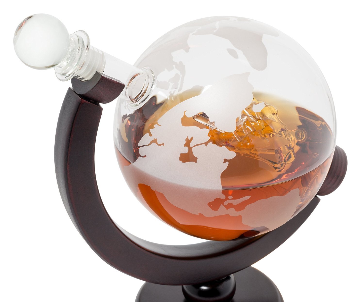 Premium 50oz Large Globe Whiskey Decanter Set with Diamond-Cut Glasses - Handcrafted Home Bar Accessories for Bourbon, Scotch & Liquor - Perfect for Entertaining, Gifts & Elegant Home Decor