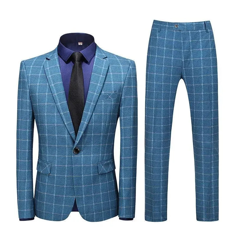 Angelo Checked Three Piece Suit for Men | Premium Wool Business Formal Attire | Perfect for Weddings, Office Meetings & Special Occasions