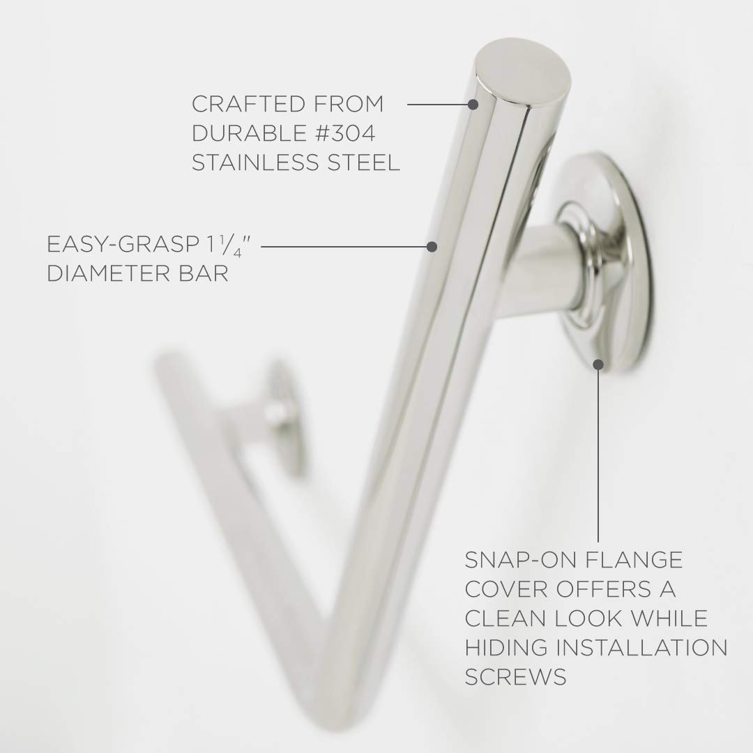 Seachrome 16x16 Inch Angled Wedge Wall Mount Shower Grab Bar - 1.25