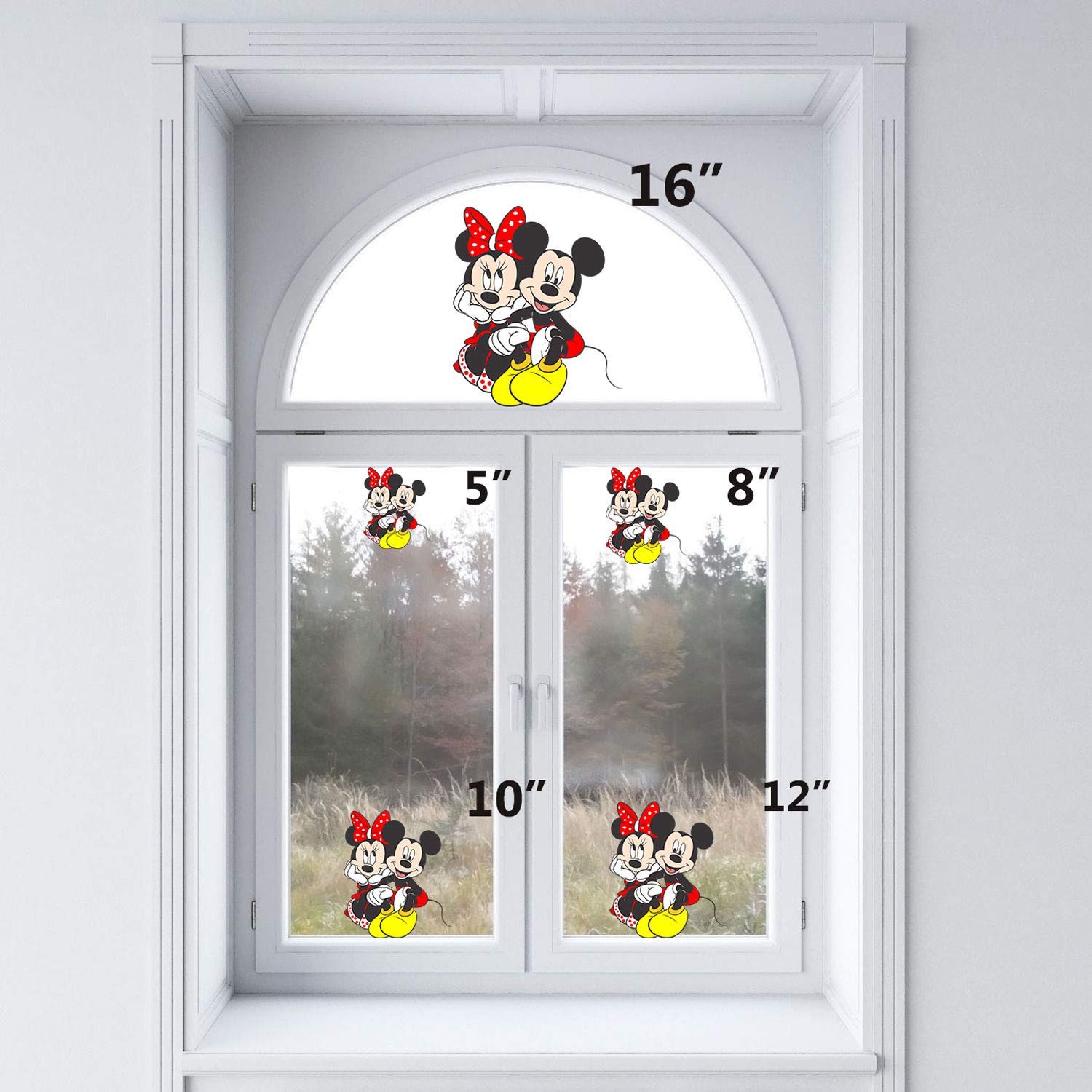 Minnie & Mickey Mouse Static Cling Window Decals - 11 Inch Reusable Vinyl Stickers for Glass, Mirrors & Metal Surfaces - Perfect for Home, Office & Party Decorations