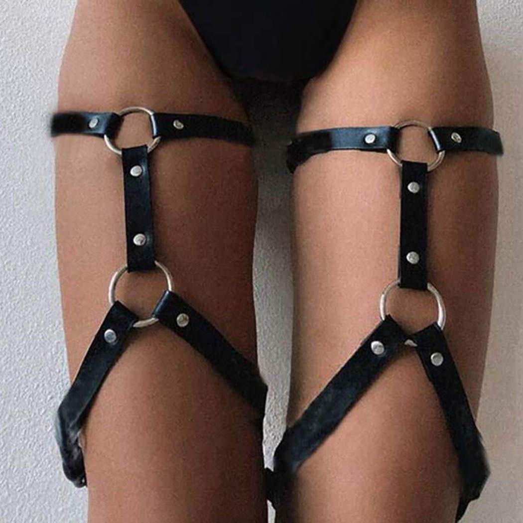 Punk Leg Body Chain Belts - Leather Waist Chain for Women | Gothic Rock Rave Belly Jewelry | Perfect for Music Festivals, Nightclubs & Biker Fashion