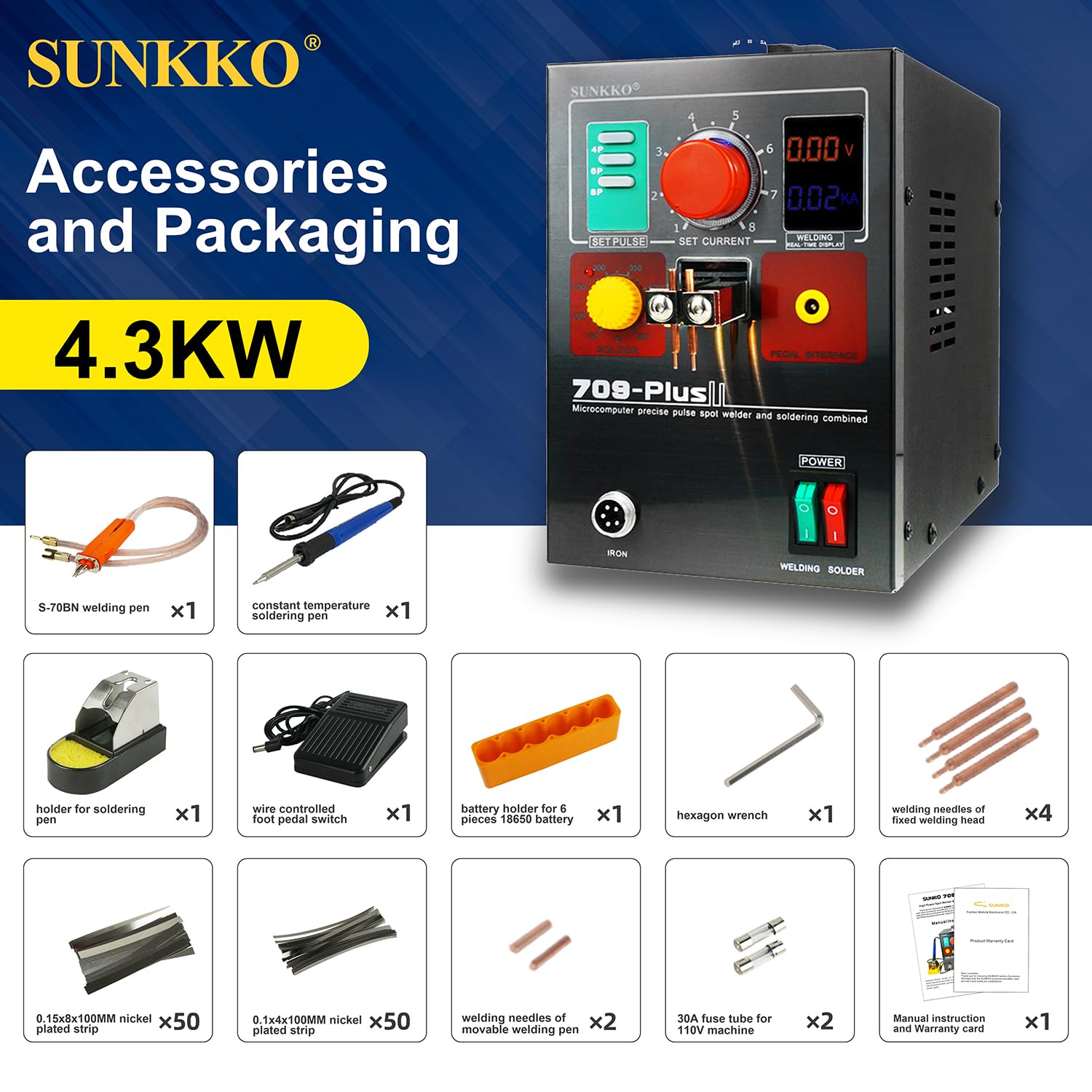 709Plus Portable Battery Spot Welder - High Power Pulse Welding Machine for 18650 & 14500 Lithium Batteries | DIY Battery Pack Building Tool for Home & Professional Use