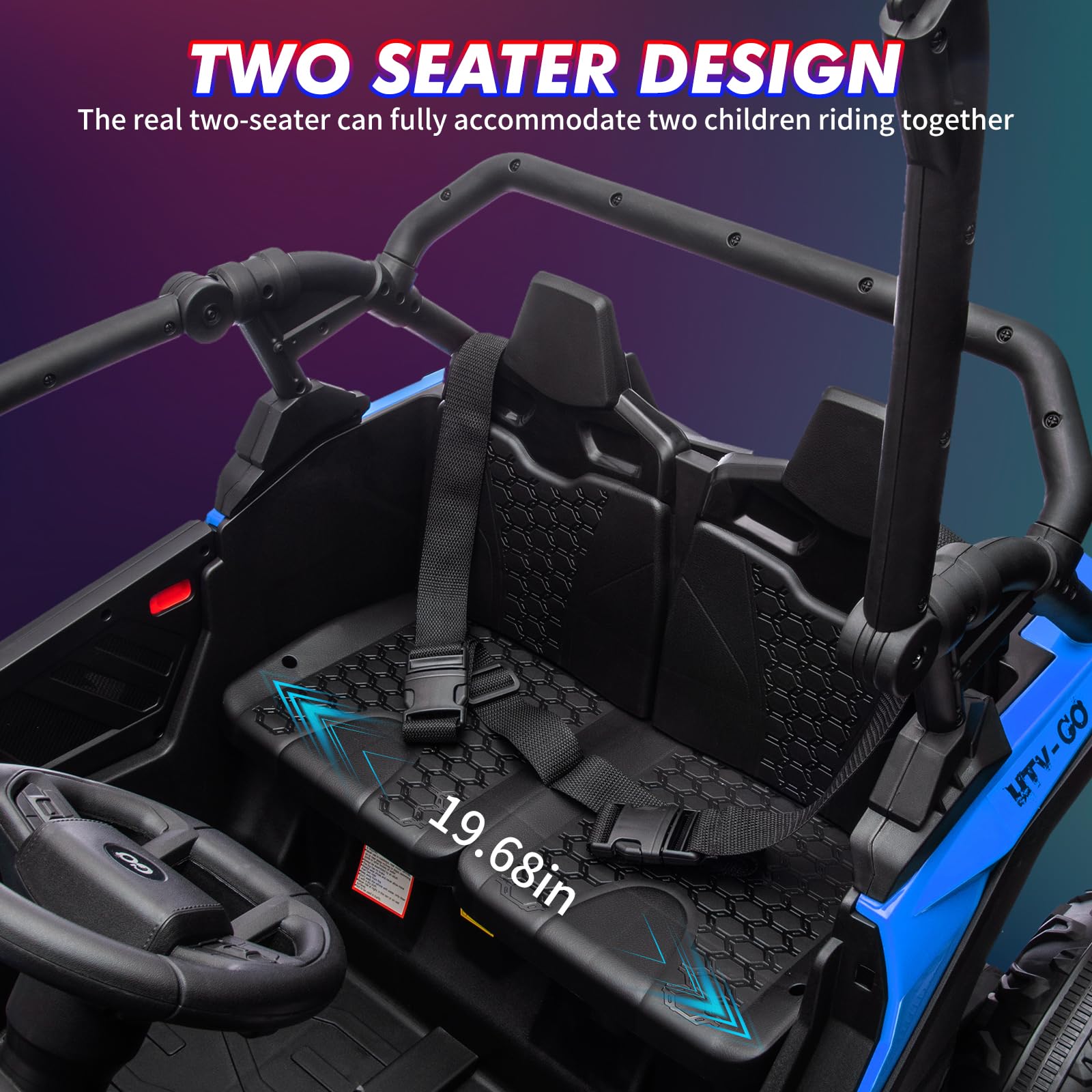 **GARVEE 24V Kids Ride-On UTV - 2 Seater 4WD Electric Truck with Remote Control, High/Low Speed, LED Lights & Shock Absorbers - One-Click Start & Music Player (Blue) - Perfect for Outdoor Play & Backyard Adventures**