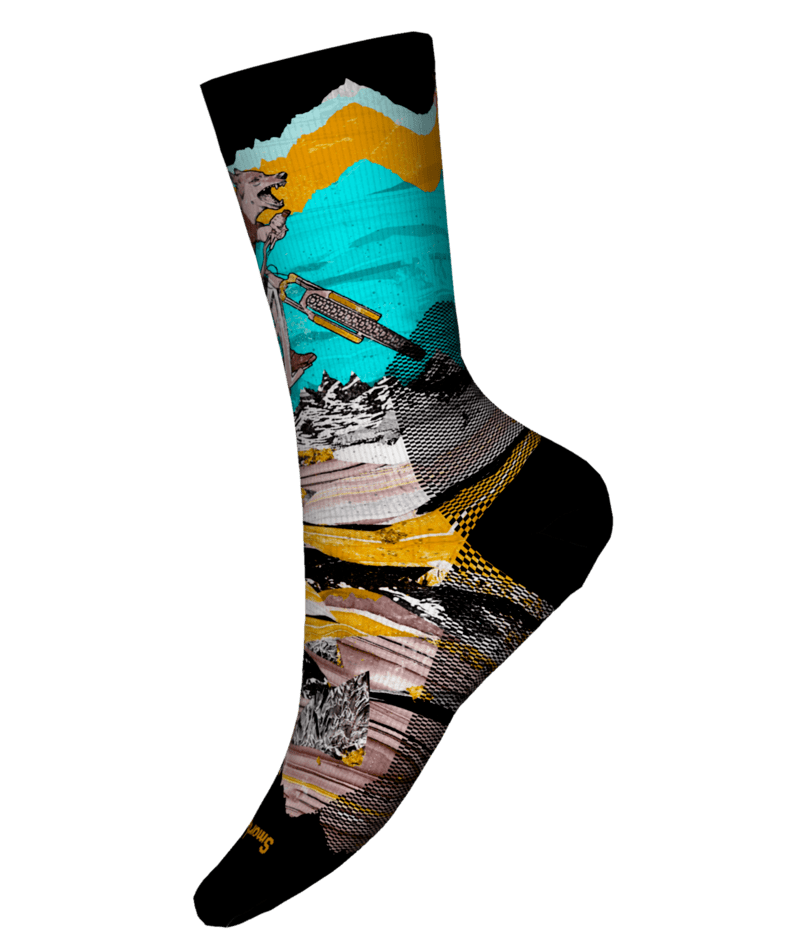 Smartwool 2023 Men's Bike Zero Cushion Wolf Print Crew Socks - Moisture Wicking Cycling Socks for Mountain Biking & Road Cycling - Perfect for Outdoor Sports & Active Lifestyle