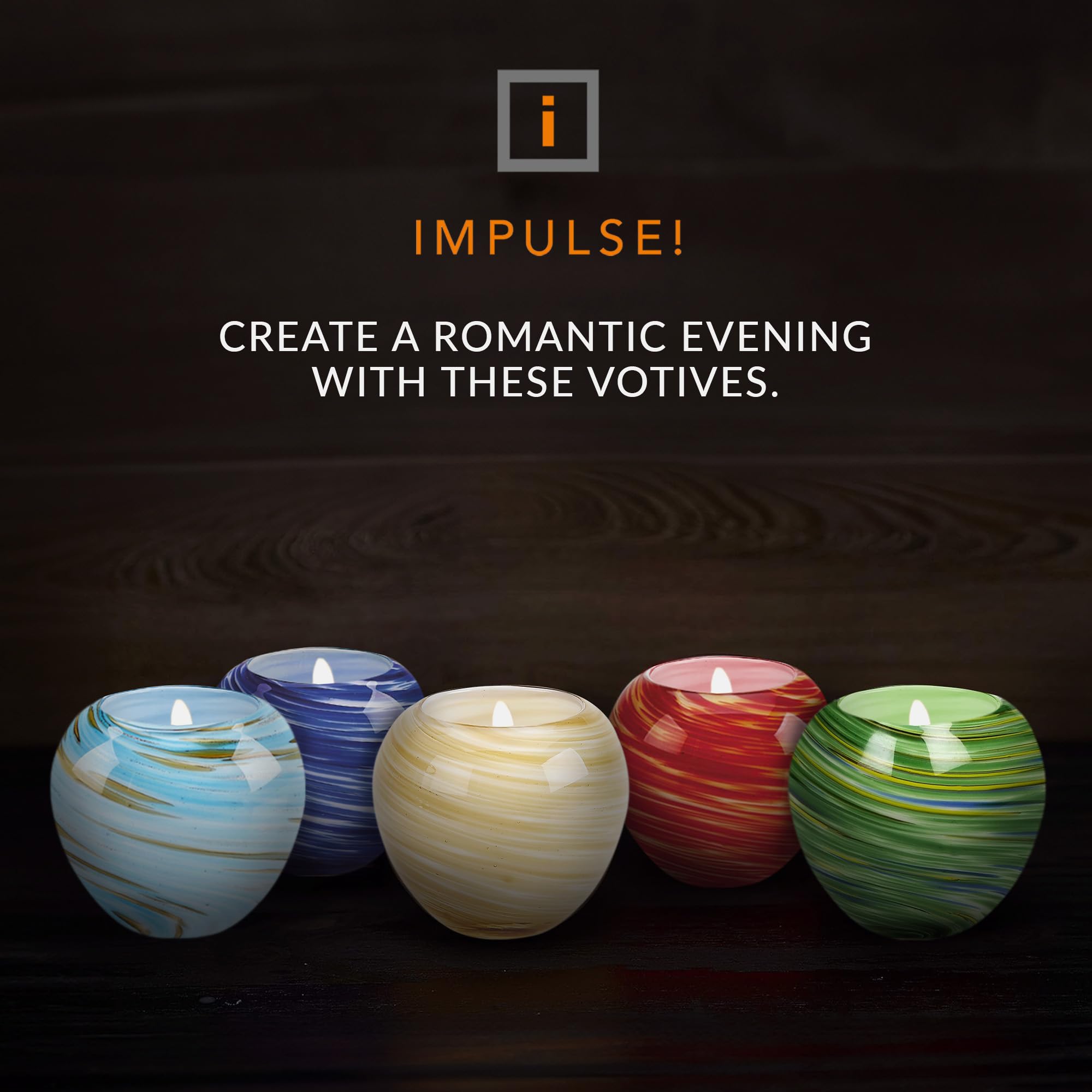 IMPULSE! Swirl Aqua Blue Glass Votive Candle Holders - Set of 3 Small Decorative Candle Vessels for Wedding Centerpieces, Table Decor, and Home Ambiance Lighting