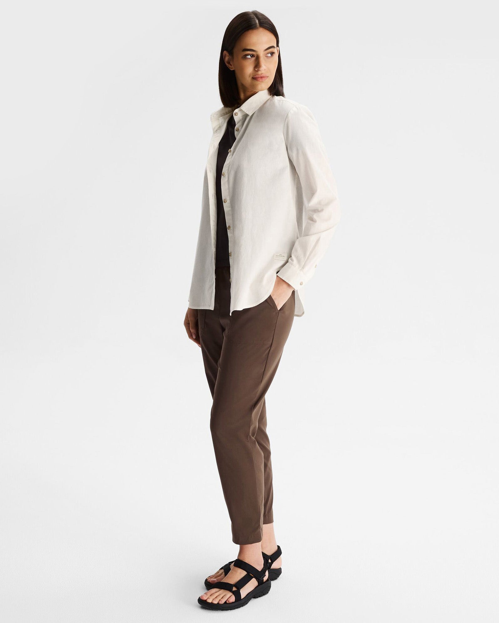 Women's Flaxton LT Long Sleeve Shirt - Breathable White Blouse for Work & Casual Wear | Office, Travel & Everyday Outfits