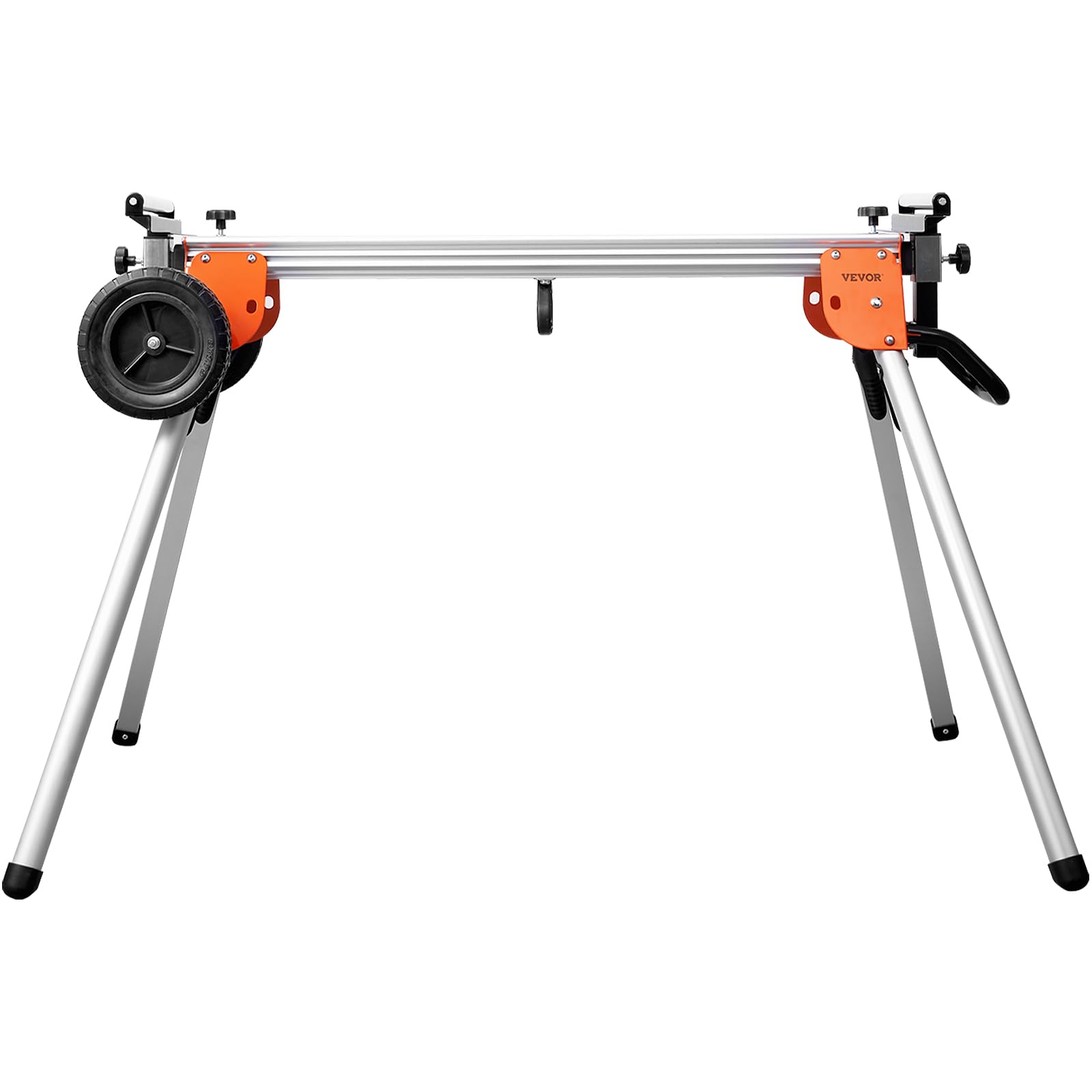 VEVOR 100-Inch Heavy Duty Folding Miter Saw Stand with Sliding Rail - Collapsible Rolling Stand with One-Piece Mounting Brackets, Clamps & Rollers - 500lbs Capacity - Perfect for Woodworking, Construction Sites & DIY Projects