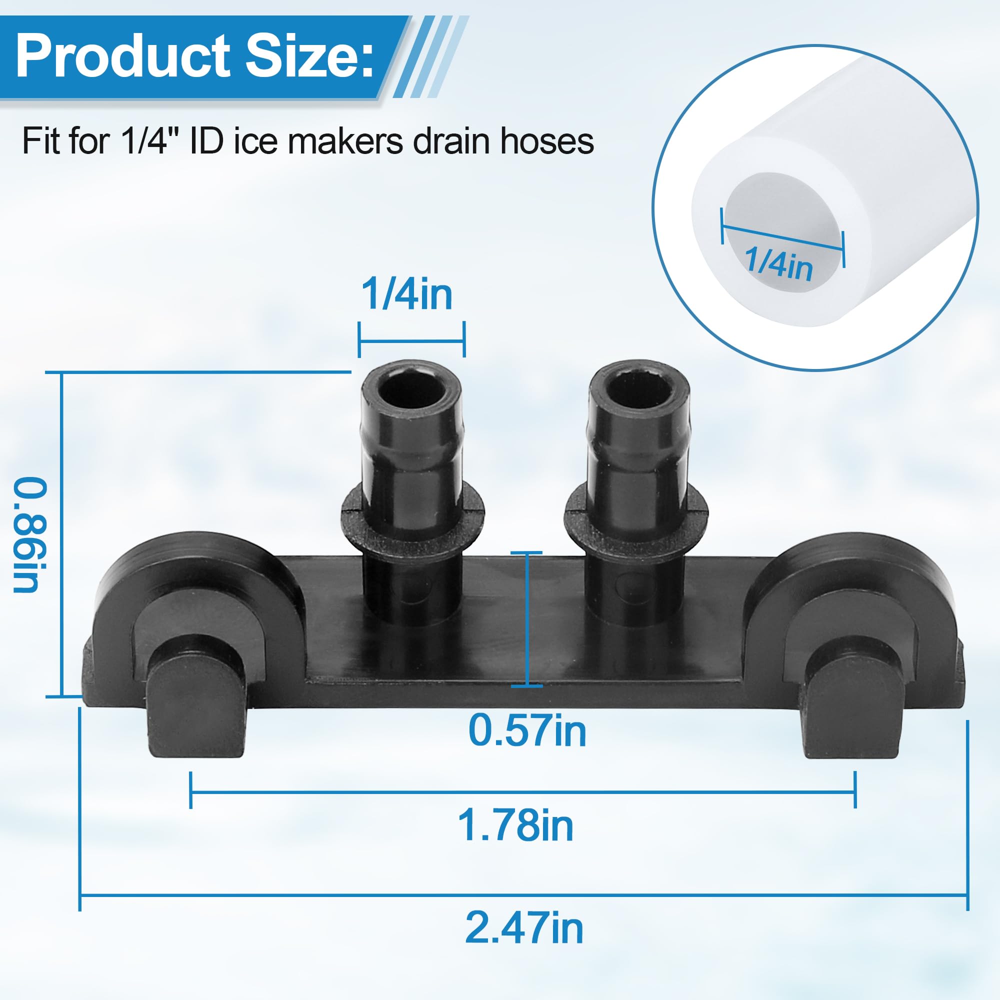 GE Opal Nugget Ice Maker GIMN Series Drain Hose Stopper Cap with Hanger - 1/4 Inch ID Drain Plug & Holder Clip Replacement Part - Perfect for Home Bars, RV Fridges, and Commercial Ice Machines