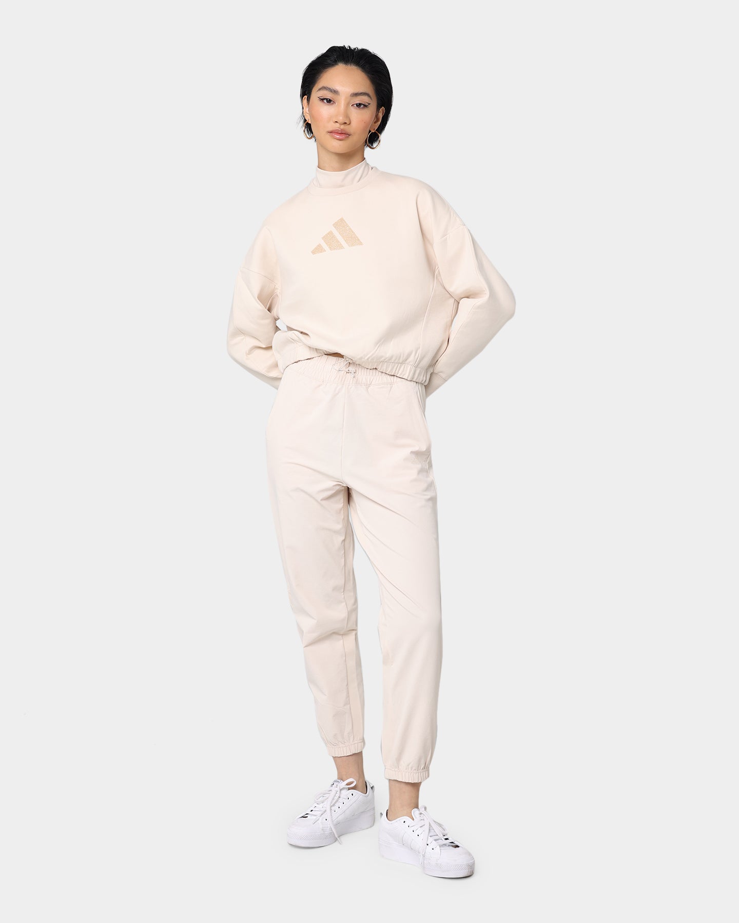 Adidas Women's Swarovski Crystal Embellished Halo Ivory Yoga Pants - Perfect for Yoga, Gym Workouts & Casual Wear