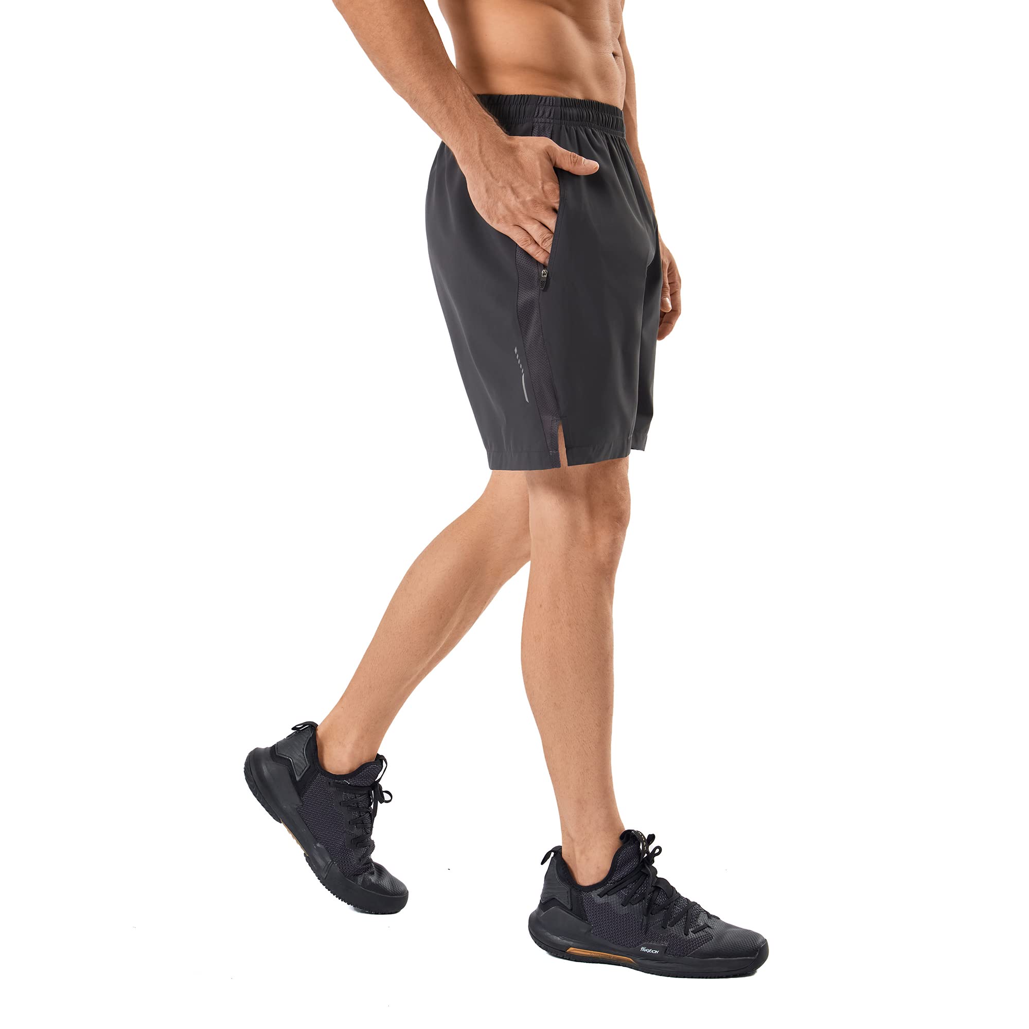 Men's Quick Dry Running Shorts with Zipper Pockets - 7 Inch Athletic Gym Shorts for Workout & Jogging - Breathable Moisture-Wicking Fabric with Drawstring Waist - Perfect for Running, Training, and Outdoor Activities