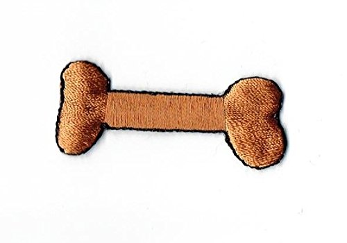 Brown Dog Bone Embroidered Iron On Patch for DIY Clothing, Hats & Backpacks - Perfect for Pet Lovers & Craft Projects