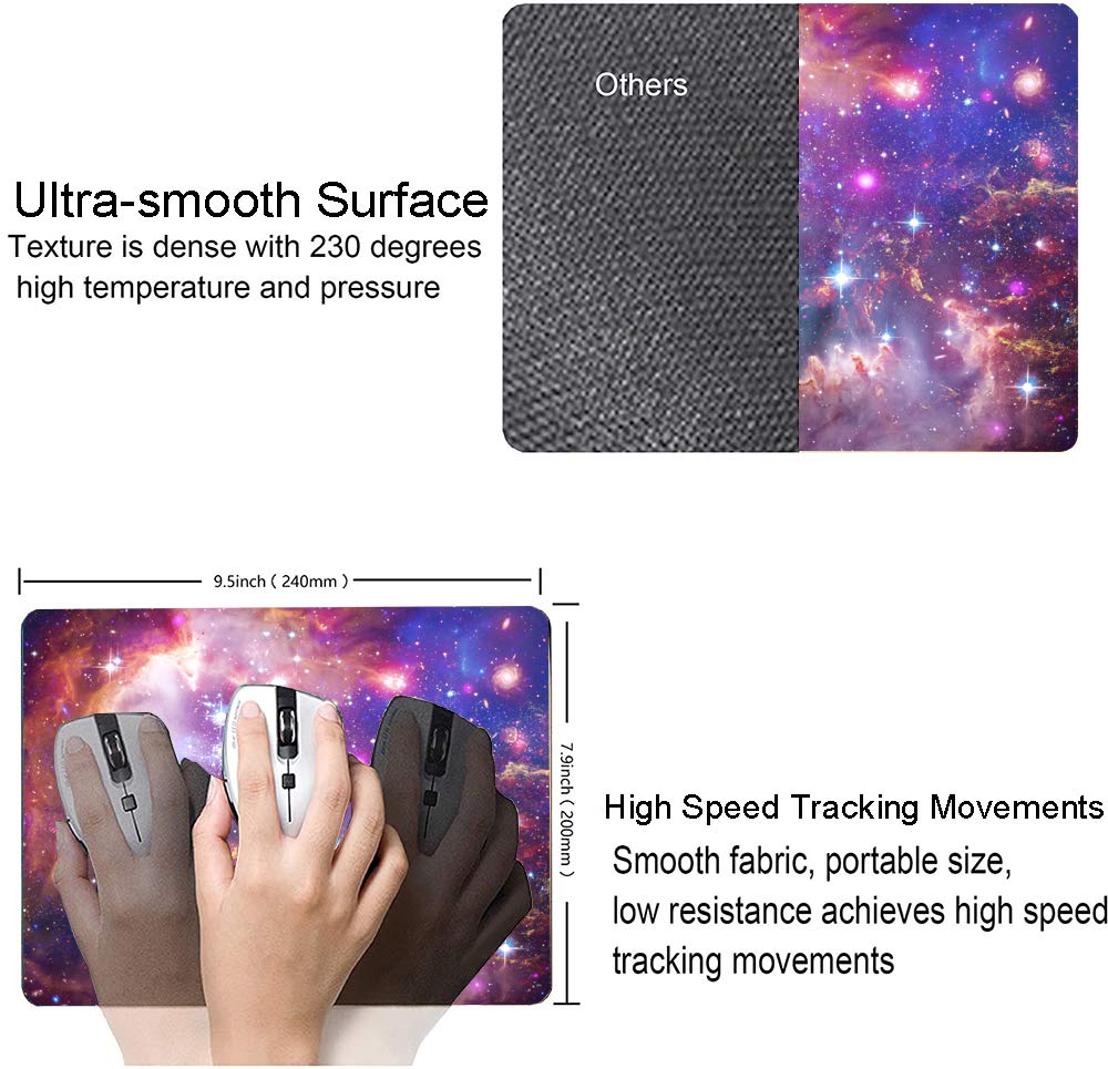 Bright Star Galaxy Gaming Mouse Pad - Non-Slip Rubber Base, Waterproof Square Mouse Mat for Office, Home & Travel (9.5
