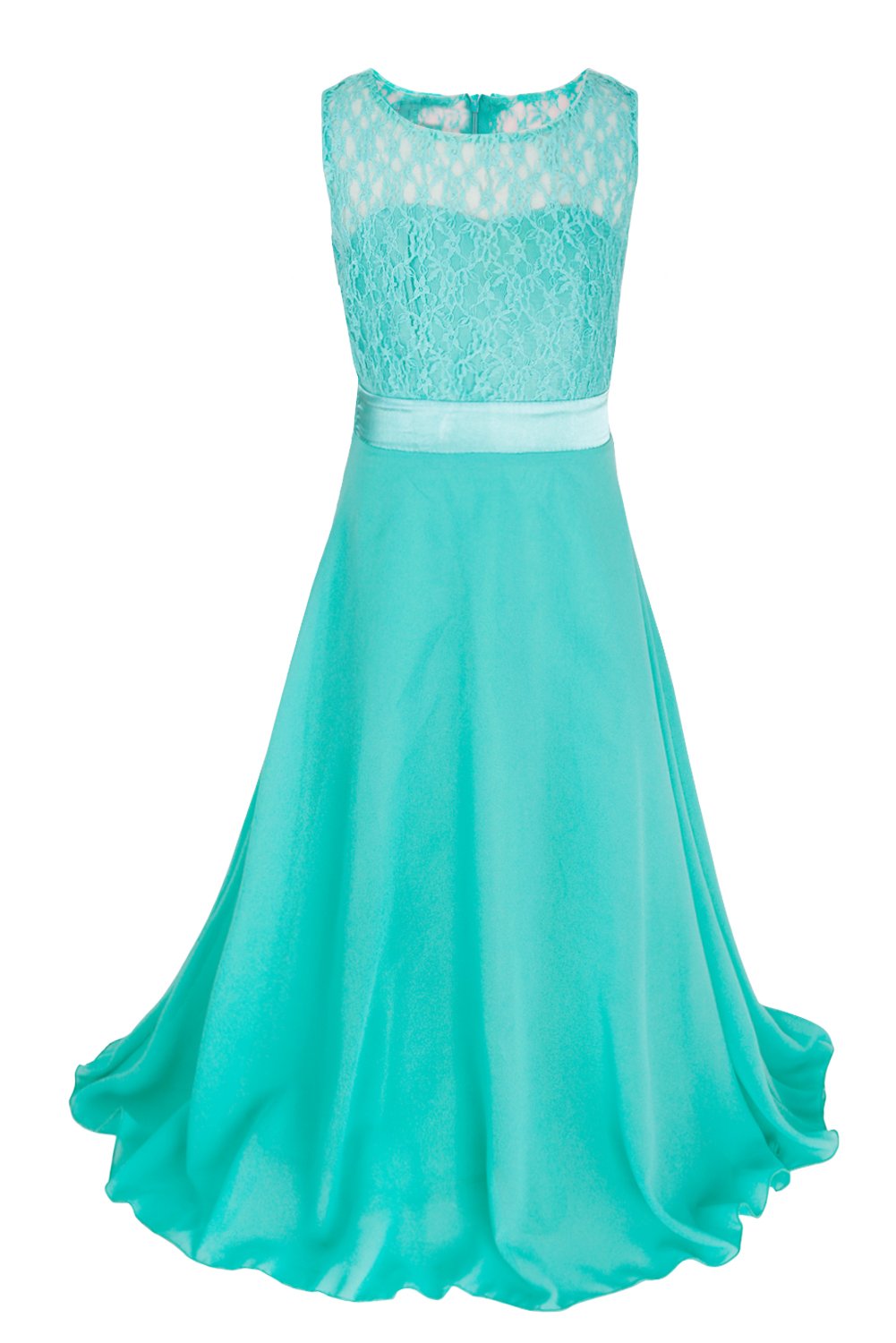 YiZYiF Girls Lace Maxi Dress for Wedding, Pageant & Formal Occasions - Elegant Chiffon Long Dress for Kids & Big Girls - Perfect for Birthday Parties, Dances & Special Events