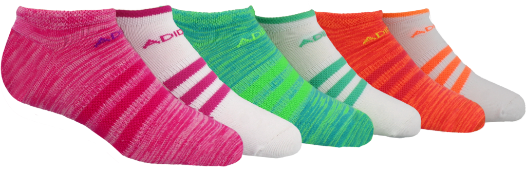 Adidas Youth Superlite No Show Socks 6-Pack for Girls - Breathable, Comfortable Athletic Socks for Running, School & Everyday Wear