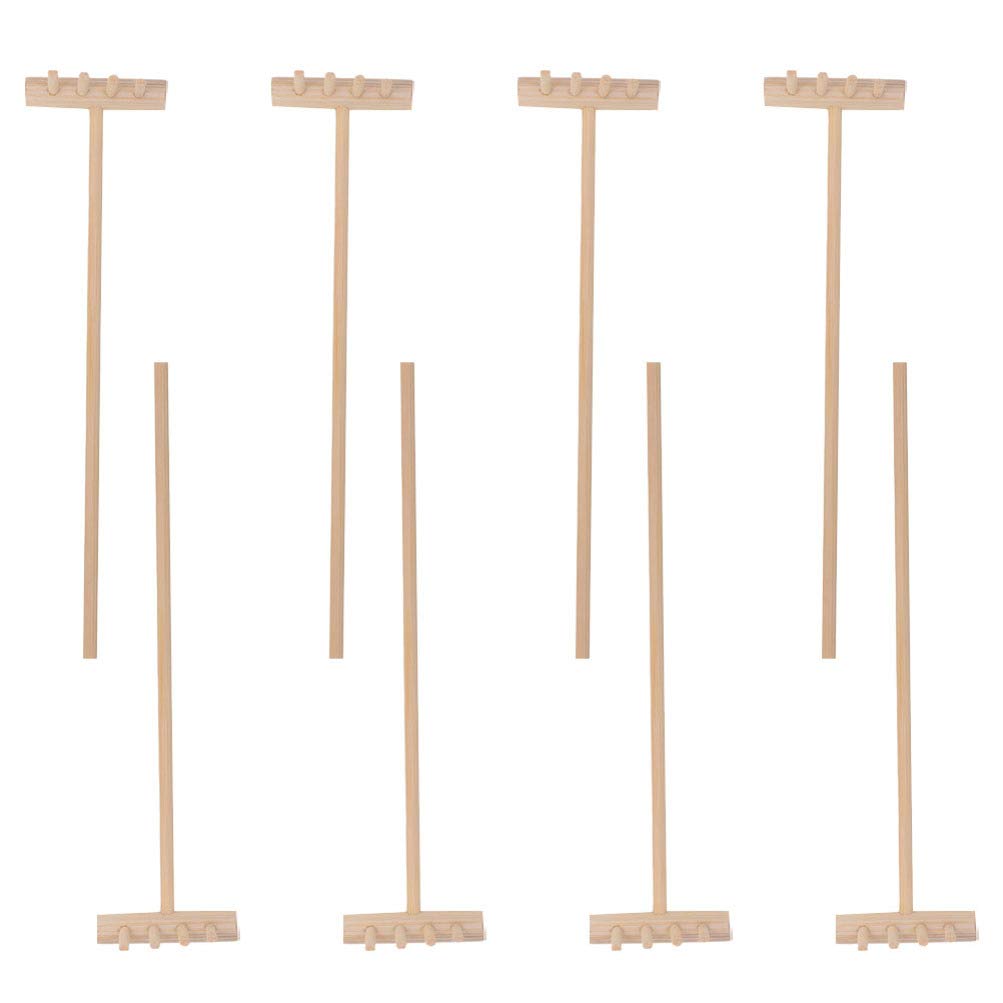 Milisten 8Pcs Mini Bamboo Rakes - Zen Garden Tools Set for Fairy Gardens, Miniature Sand Rakes & Rock Push Tools - Desktop Ornament for Home Office Decor, Feng Shui Meditation Accessories | Perfect for Stress Relief, Office Desk Decor & Japanese Zen Gardens