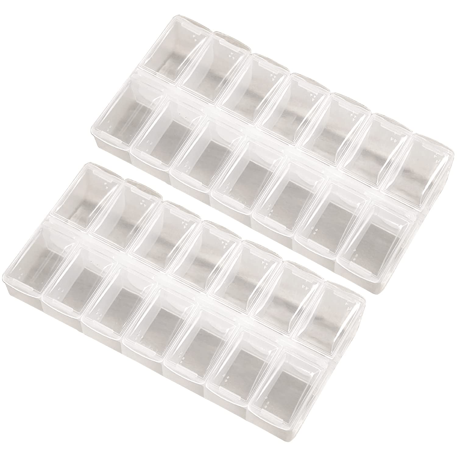 2 Pack Clear 7-Day AM/PM Pill Organizer - Weekly Medication Box for Pills, Vitamins & Supplements - Small Daily Pill Case for Travel, Home & Office Use
