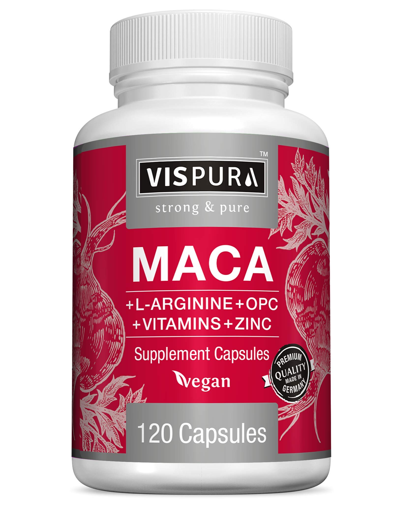 Premium 5000mg Maca Root Capsules with L-Arginine, B6, B12, OPC & Zinc - Natural Energy Booster for Men & Women - 120 Vegan Tablets with Organic Peruvian Maca Extract - Enhance Stamina, Vitality & Performance for Workouts, Focus & Daily Energy